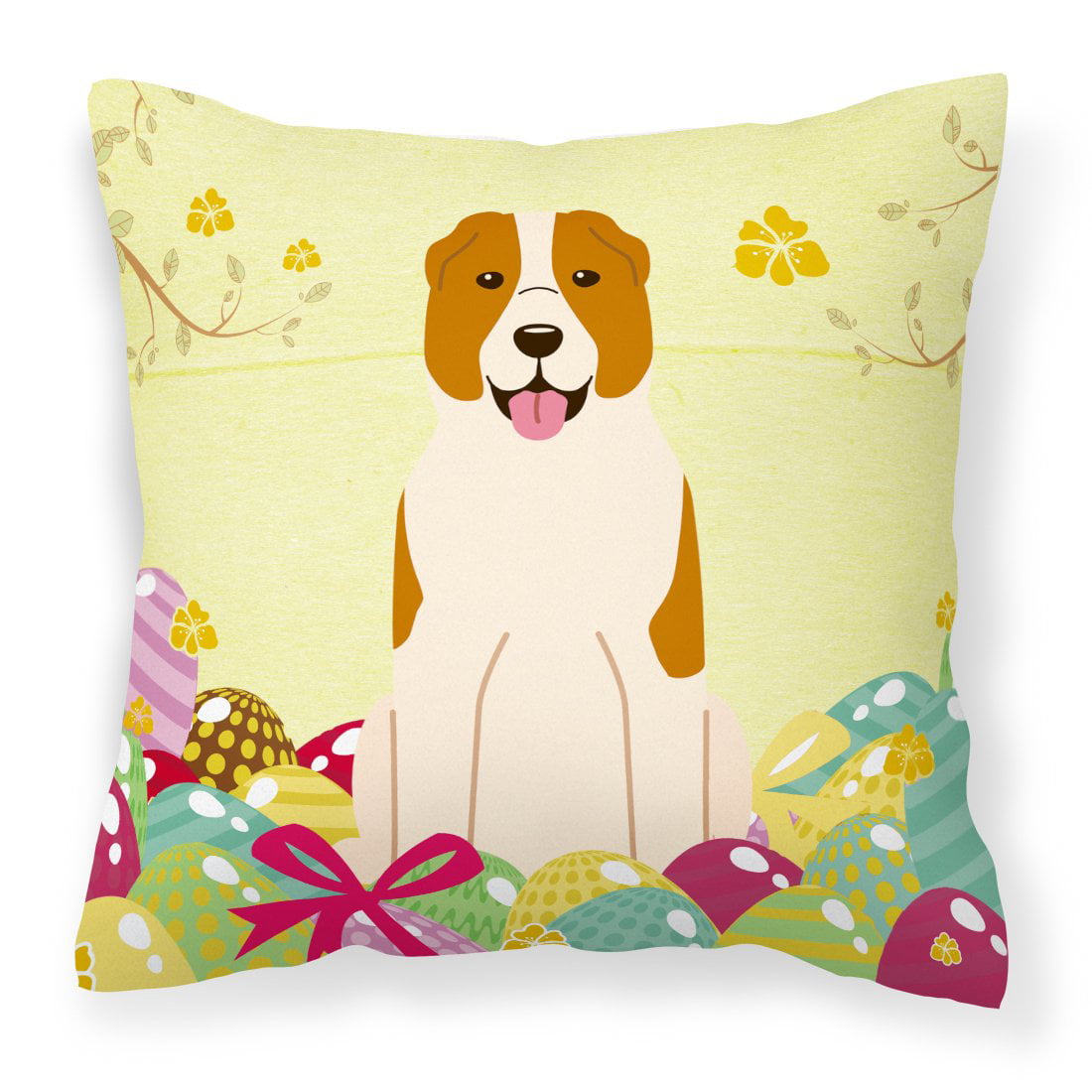 Easter Eggs Central Asian Shepherd Dog Fabric Decorative Pillow