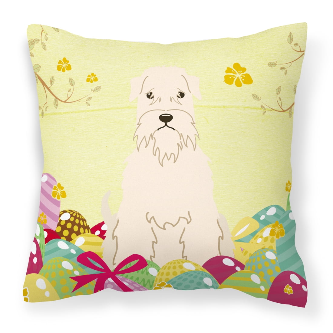 Easter Eggs Soft Coated Wheaten Terrier Fabric Decorative Pillow