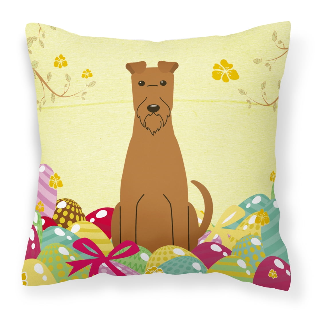 Easter Eggs Irish Terrier Fabric Decorative Pillow