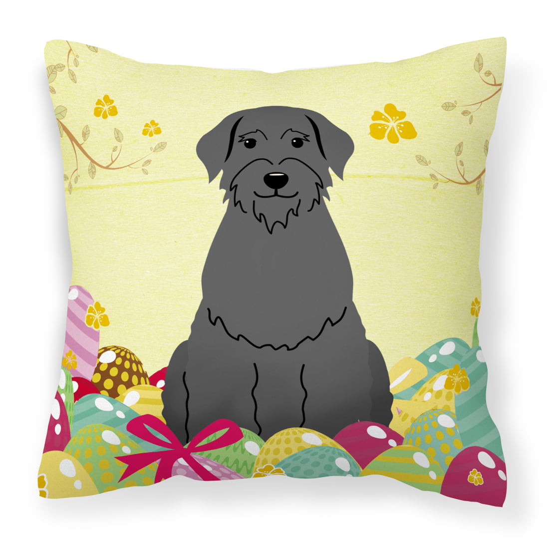 Easter Eggs Giant Schnauzer Fabric Decorative Pillow