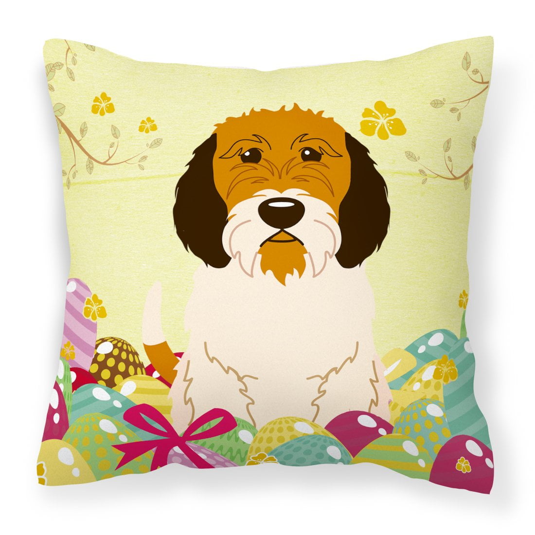 Easter Eggs Petit Basset Griffon Veenden Fabric Decorative Pillow