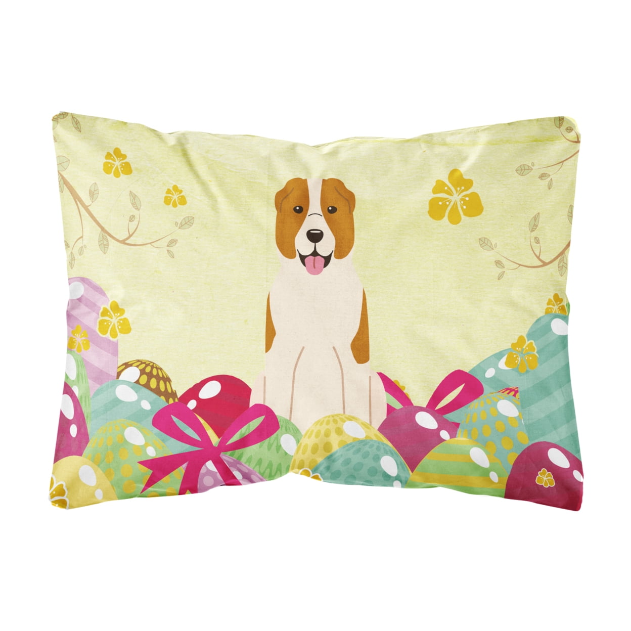 Easter Eggs Central Asian Shepherd Dog Canvas Fabric Decorative Pillow