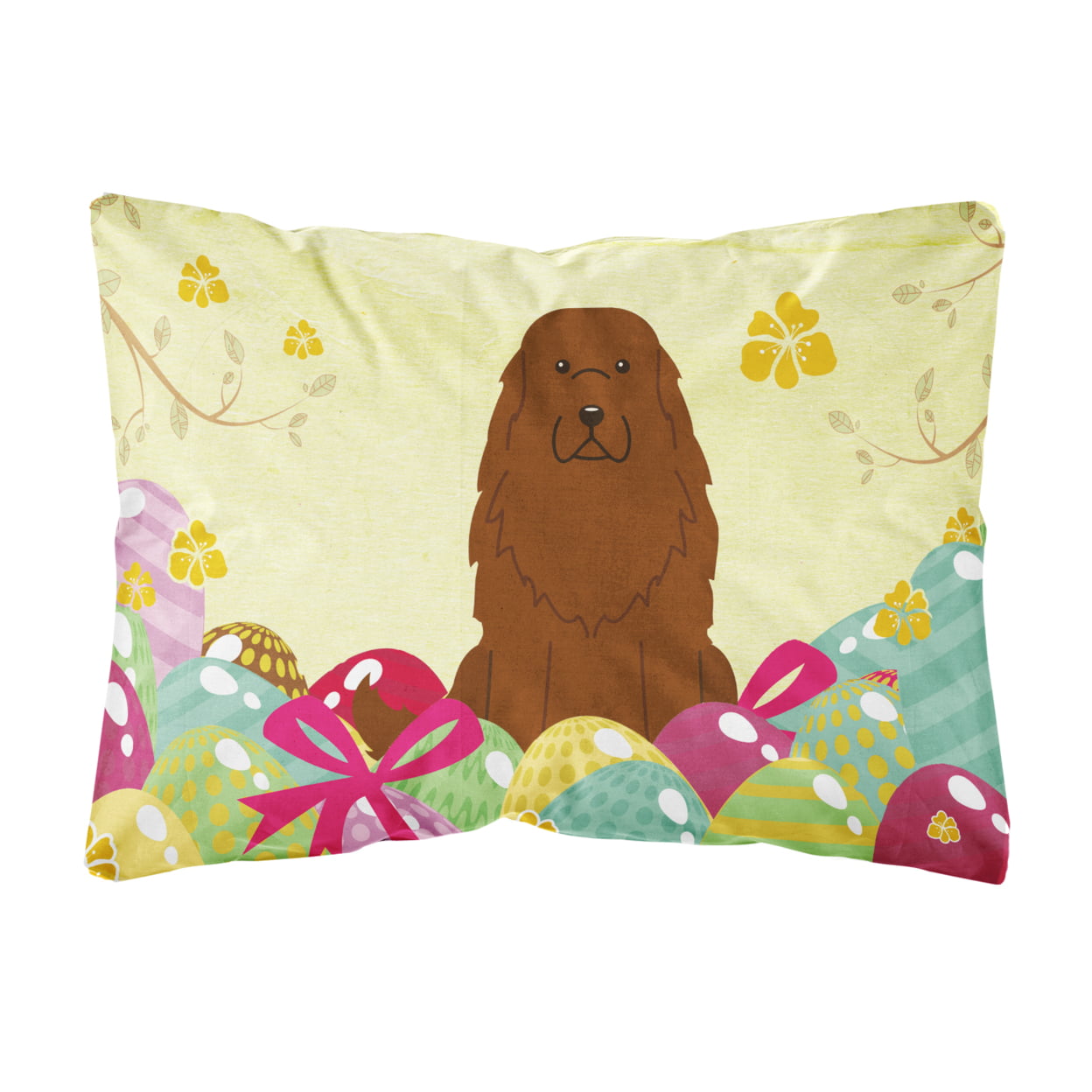 Easter Eggs Caucasian Shepherd Dog Canvas Fabric Decorative Pillow
