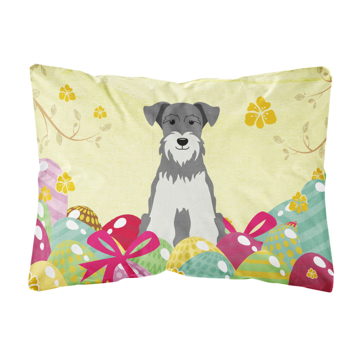Easter Eggs Miniature Schanuzer Salt & Pepper Canvas Fabric Decorative Pillow