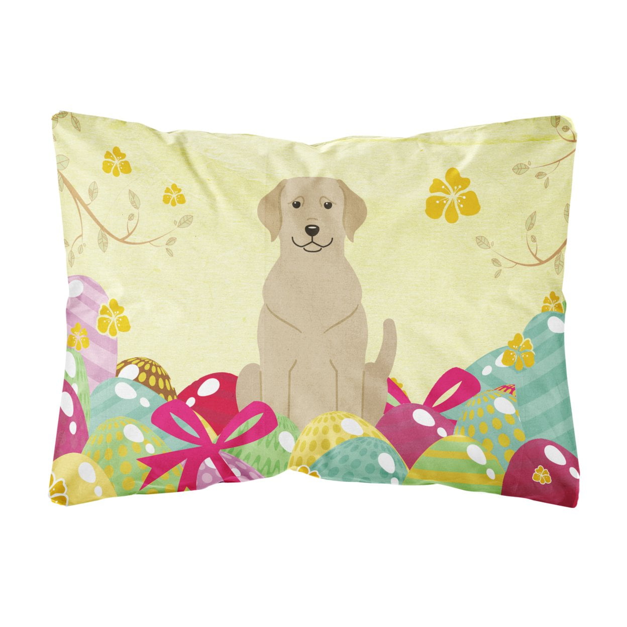 Easter Eggs Yellow Labrador Canvas Fabric Decorative Pillow