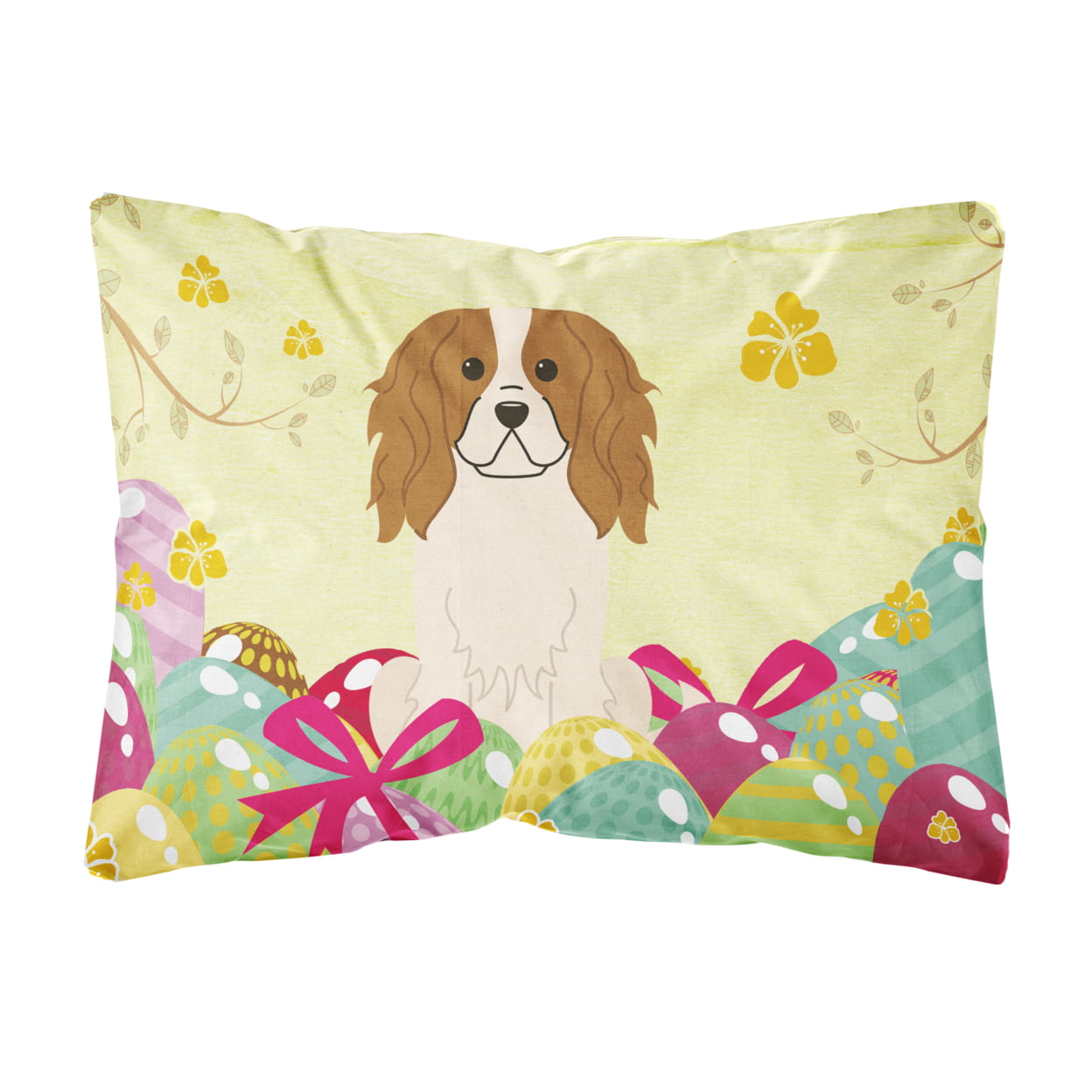 BB6058PW1216 Easter Eggs Cavalier Spaniel Canvas Fabric Decorative Pillow