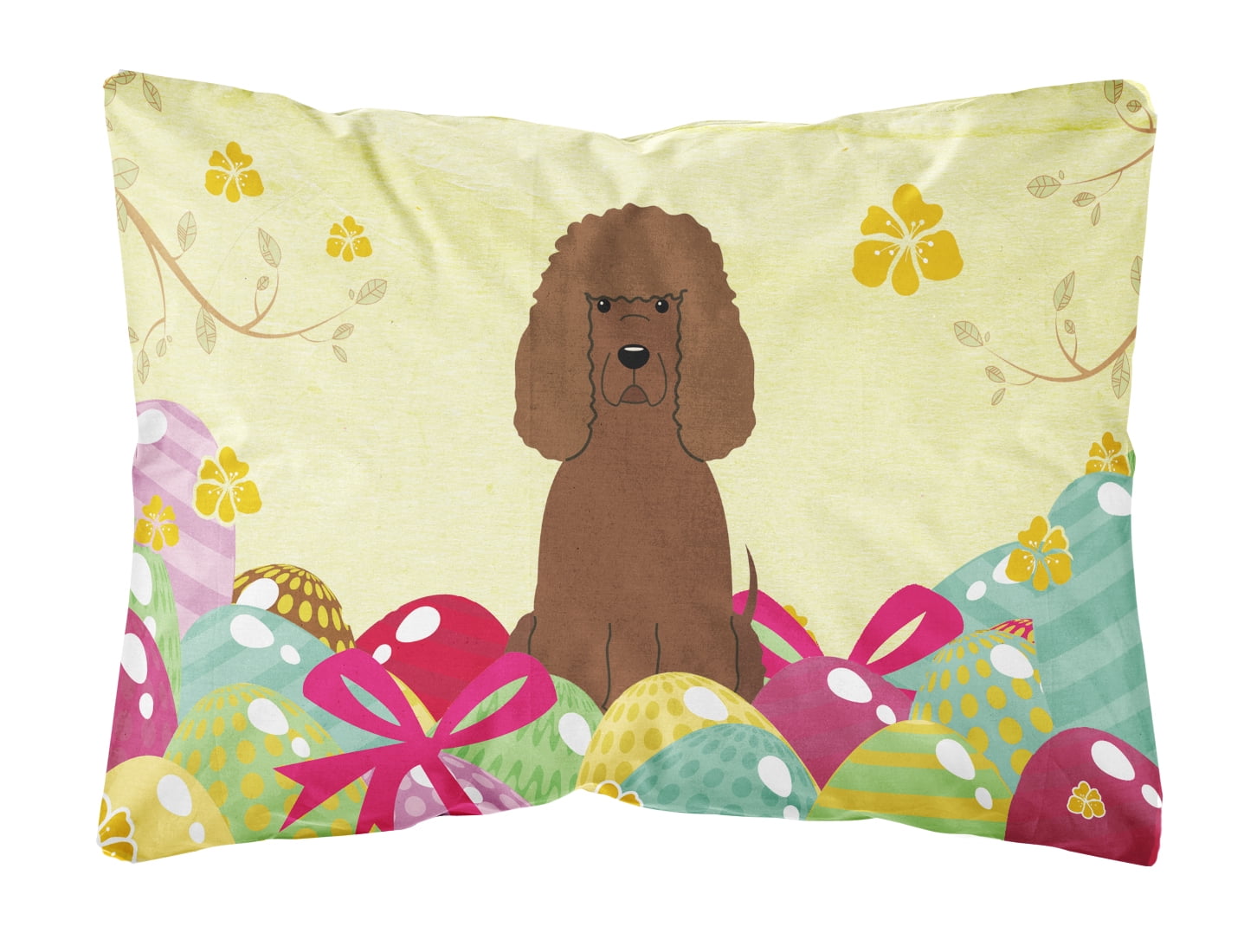 Easter Eggs Irish Water Spaniel Canvas Fabric Decorative Pillow