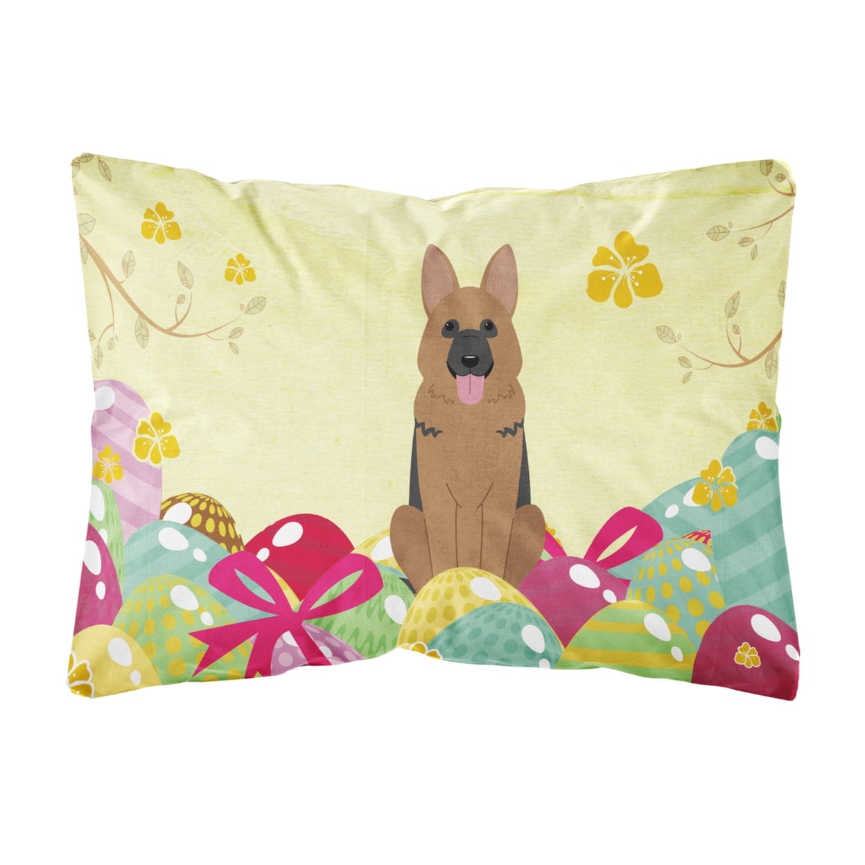 Easter Eggs German Shepherd Canvas Fabric Decorative Pillow