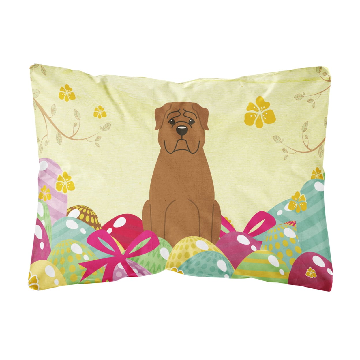 Easter Eggs Dogue De Bourdeaux Canvas Fabric Decorative Pillow