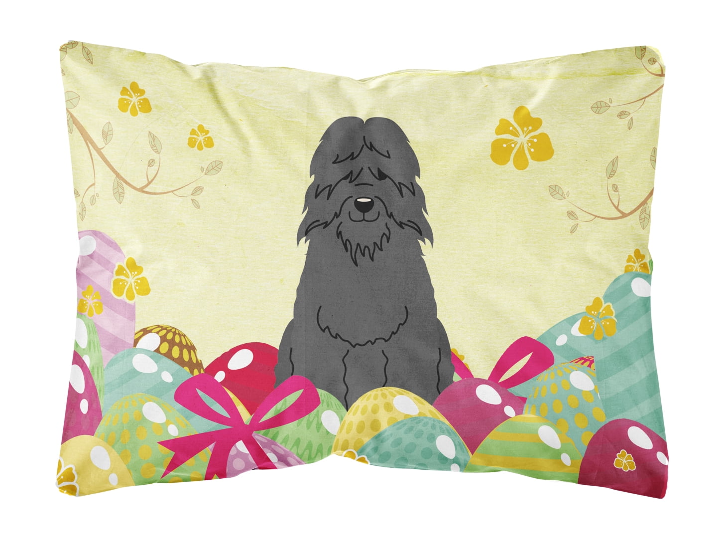 Easter Eggs Bouvier Des Flandres Canvas Fabric Decorative Pillow