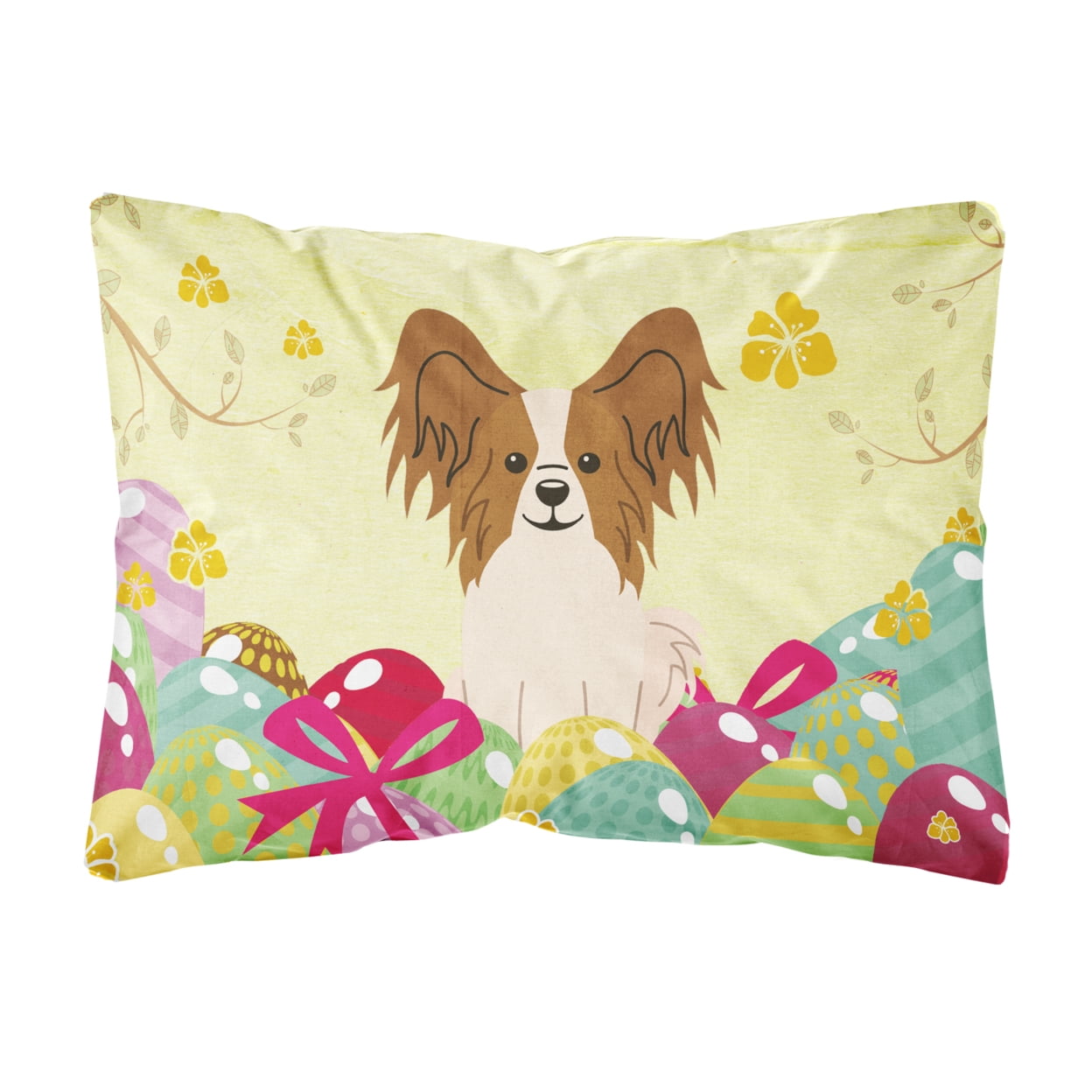 Easter Eggs Papillon Red White Canvas Fabric Decorative Pillow