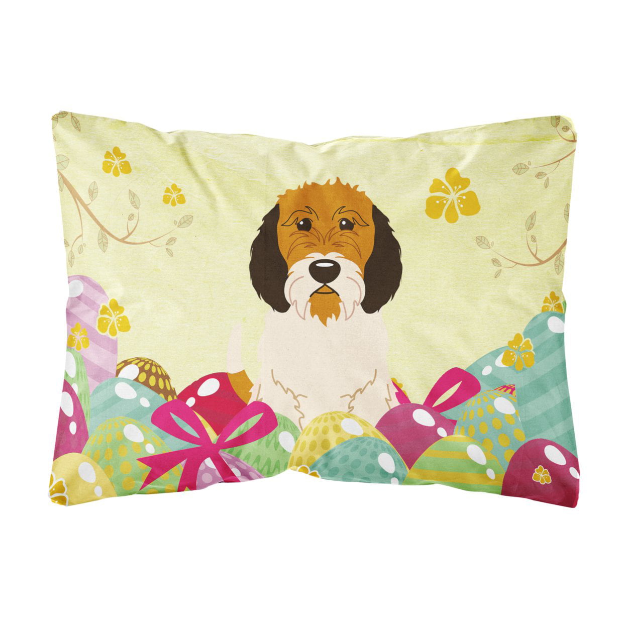 Easter Eggs Petit Basset Griffon Veenden Canvas Fabric Decorative Pillow