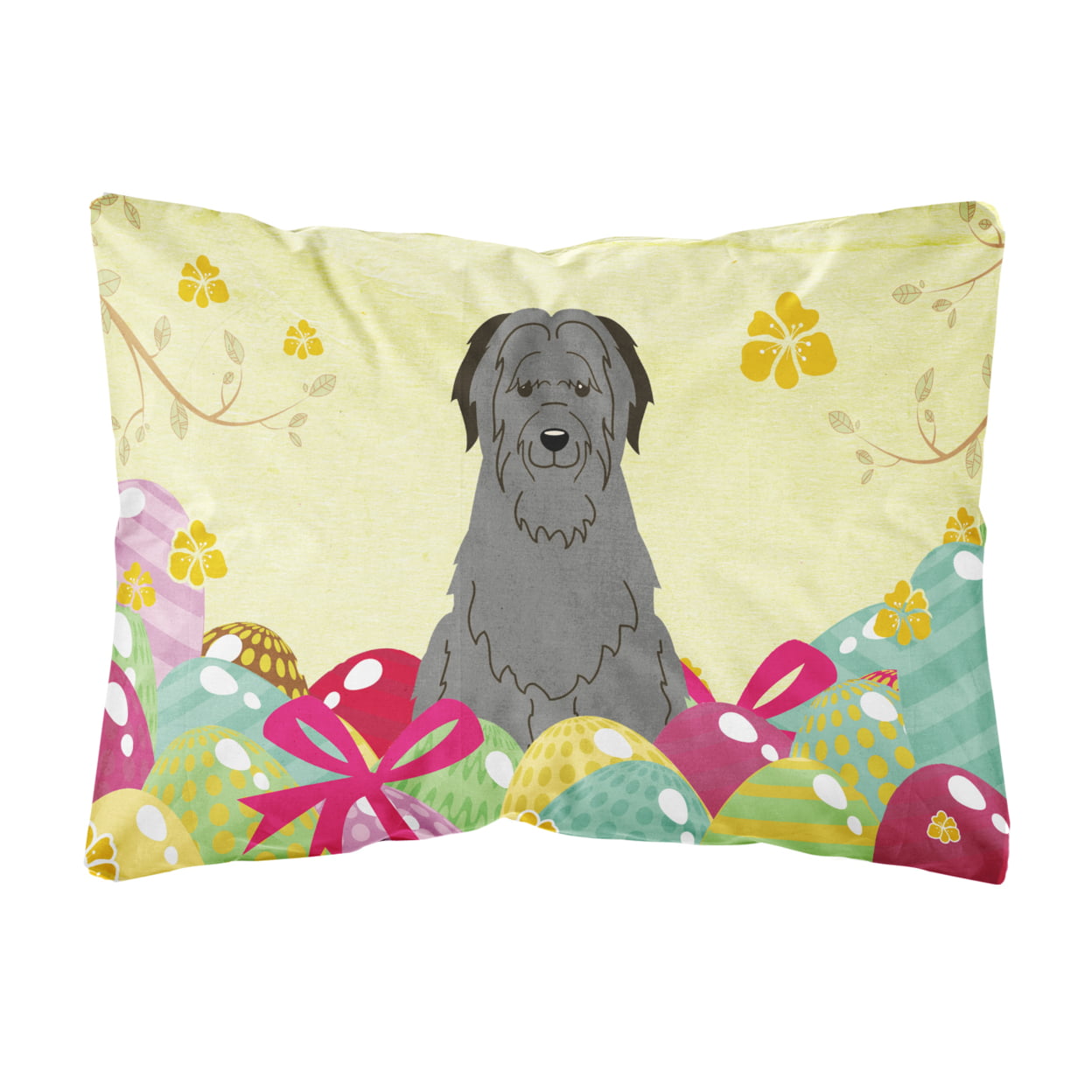 Easter Eggs Briard Black Canvas Fabric Decorative Pillow