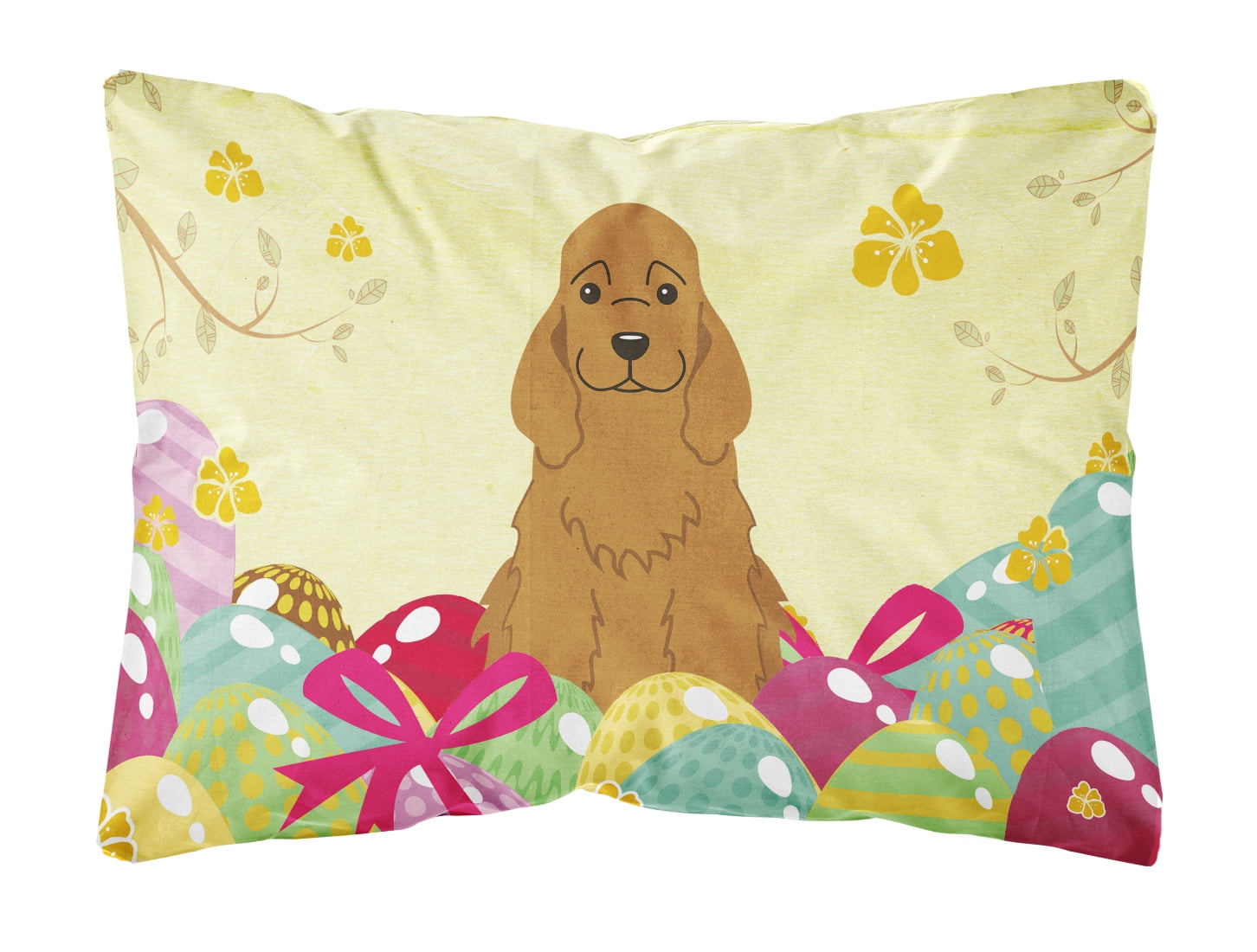 Easter Eggs Cocker Spaniel Red Canvas Fabric Decorative Pillow