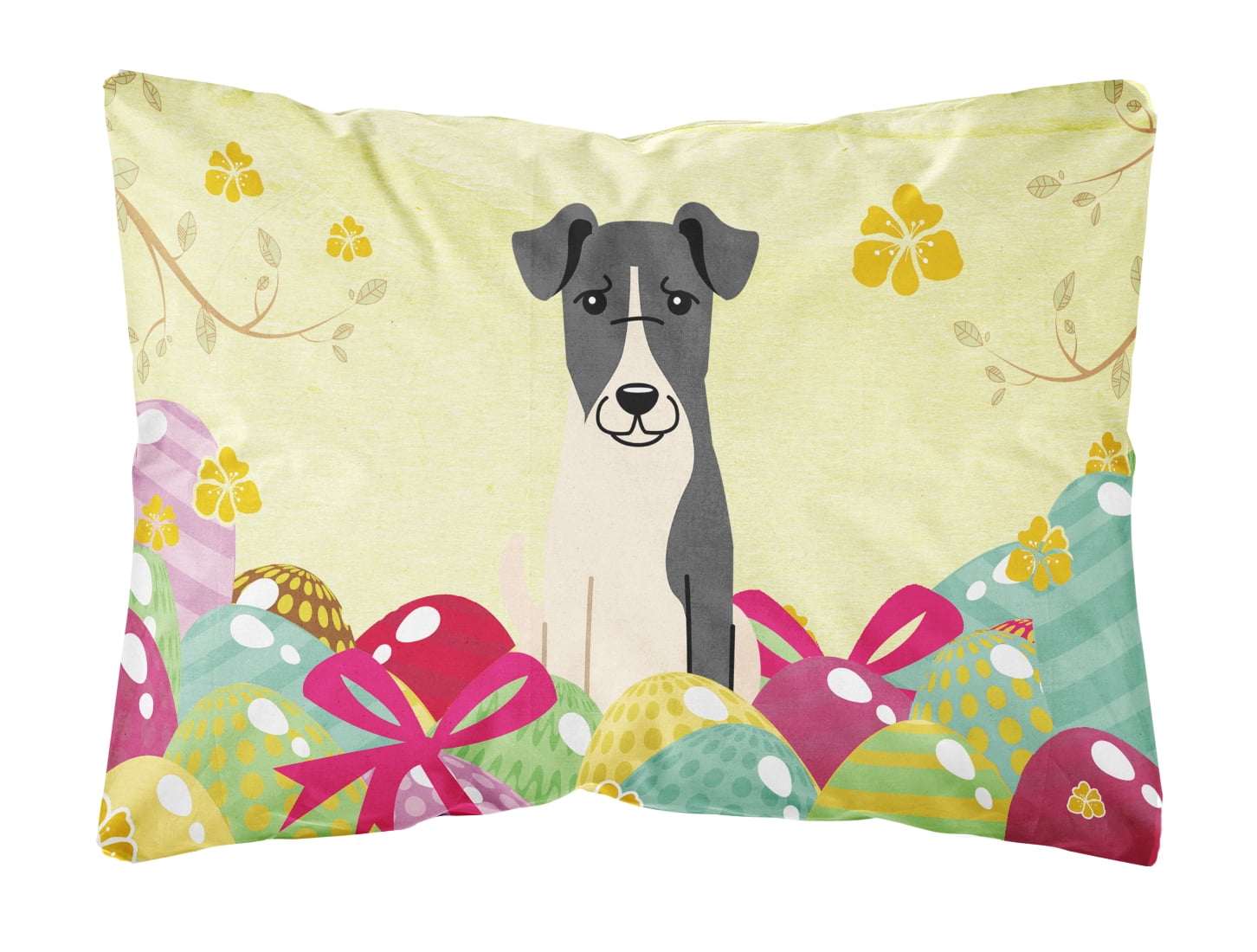 Easter Eggs Smooth Fox Terrier Canvas Fabric Decorative Pillow
