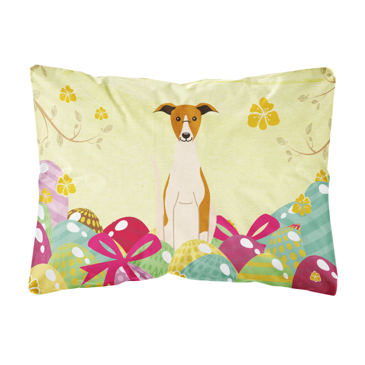 BB6099PW1216 Easter Eggs Whippet Canvas Fabric Decorative Pillow