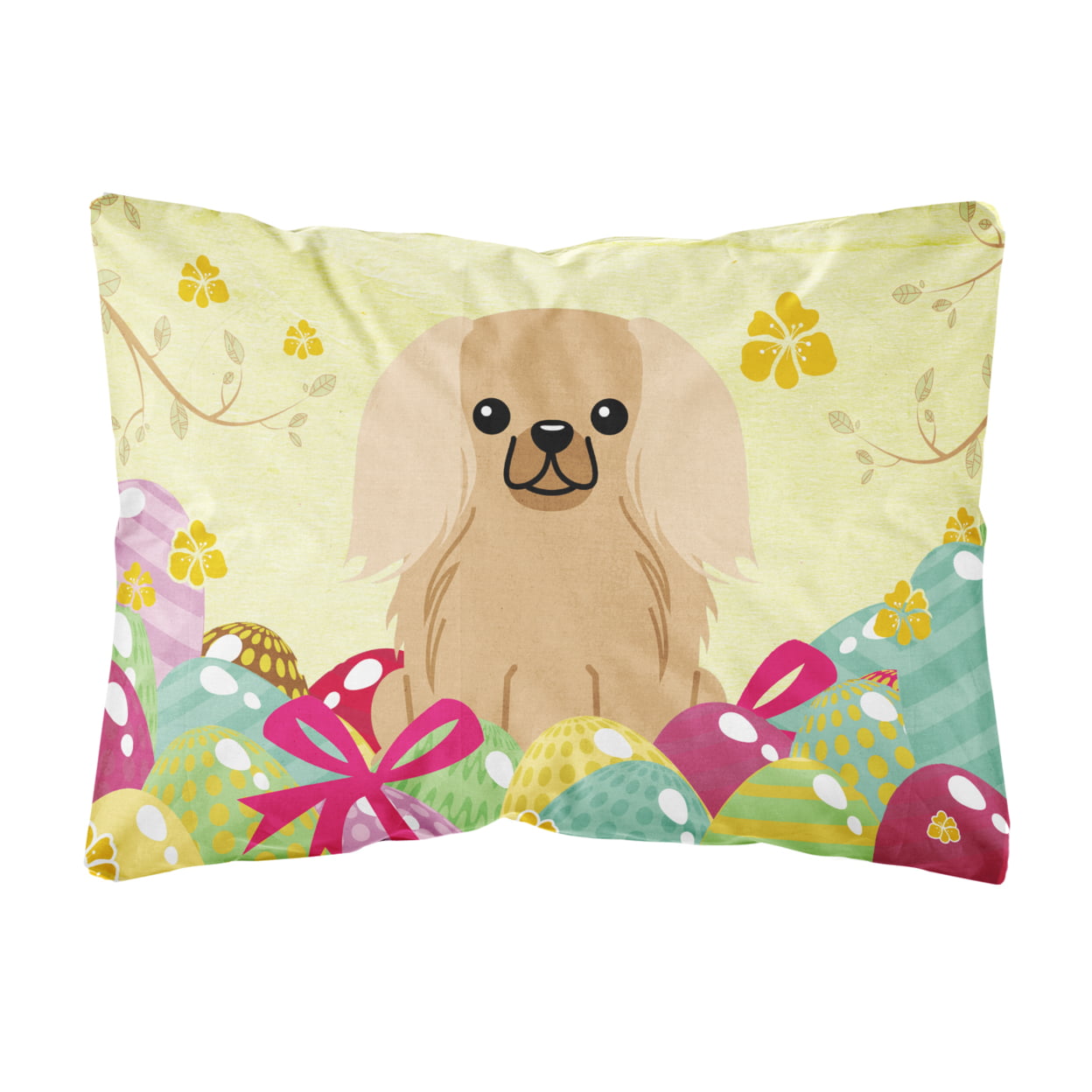 Easter Eggs Pekingnese Fawn Sable Canvas Fabric Decorative Pillow