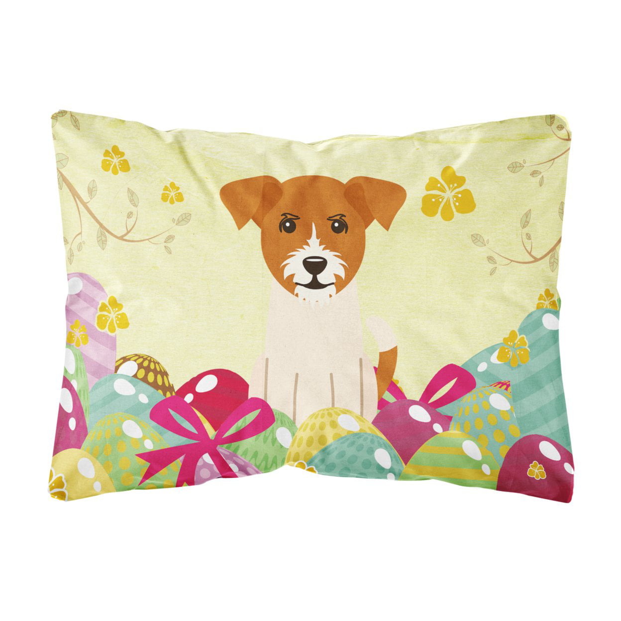 Easter Eggs Jack Russell Terrier Canvas Fabric Decorative Pillow