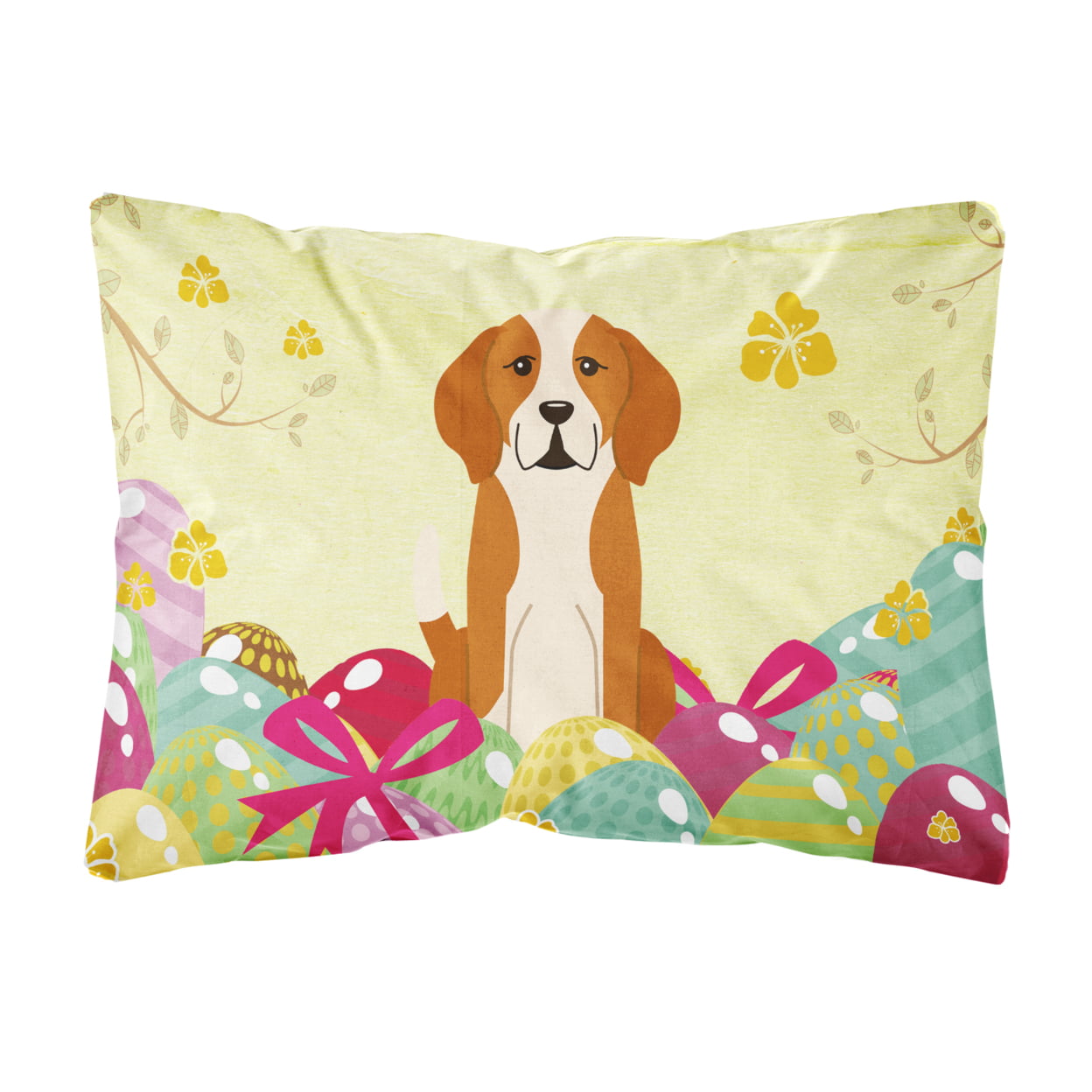 Easter Eggs English Foxhound Canvas Fabric Decorative Pillow