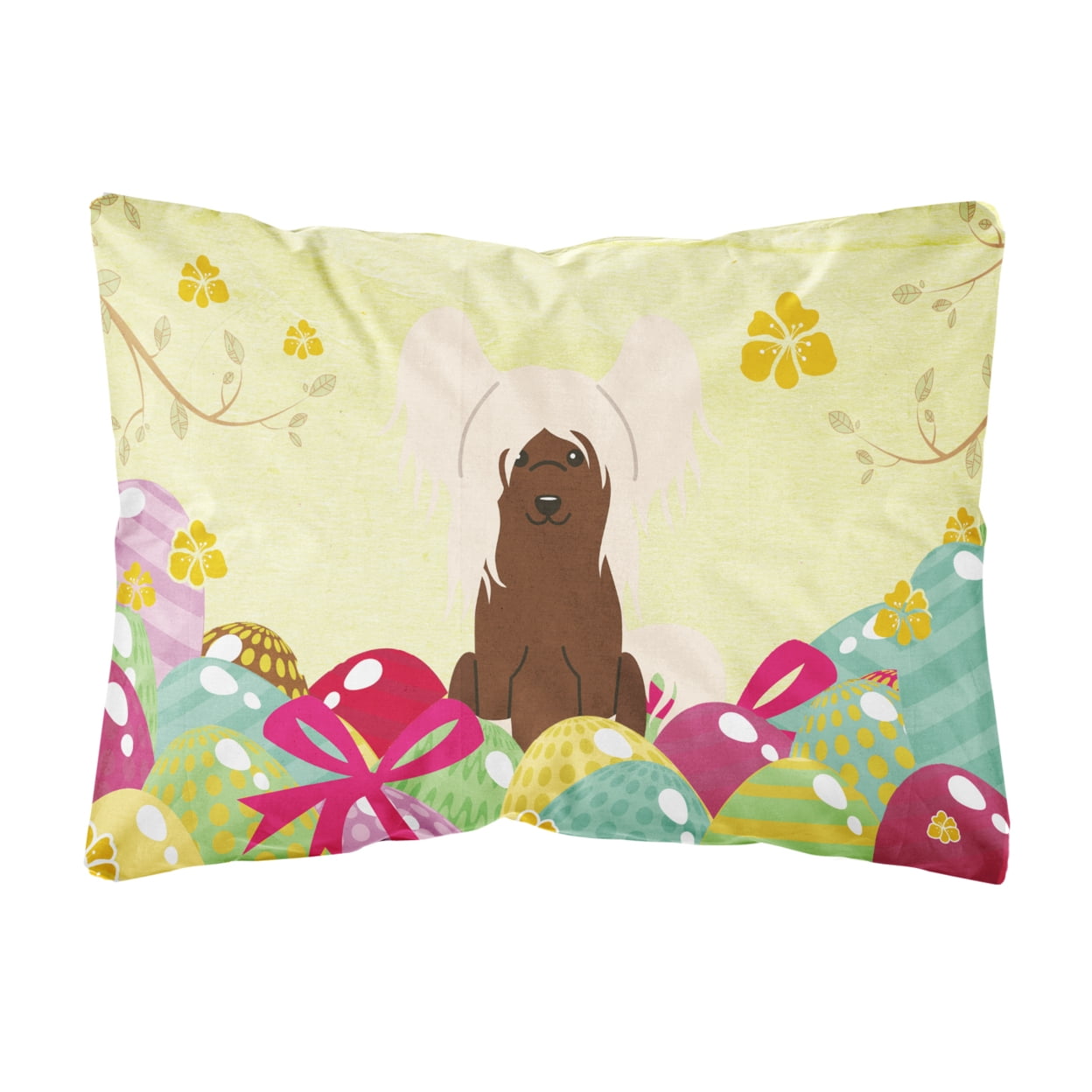 Easter Eggs Chinese Crested Cream Canvas Fabric Decorative Pillow
