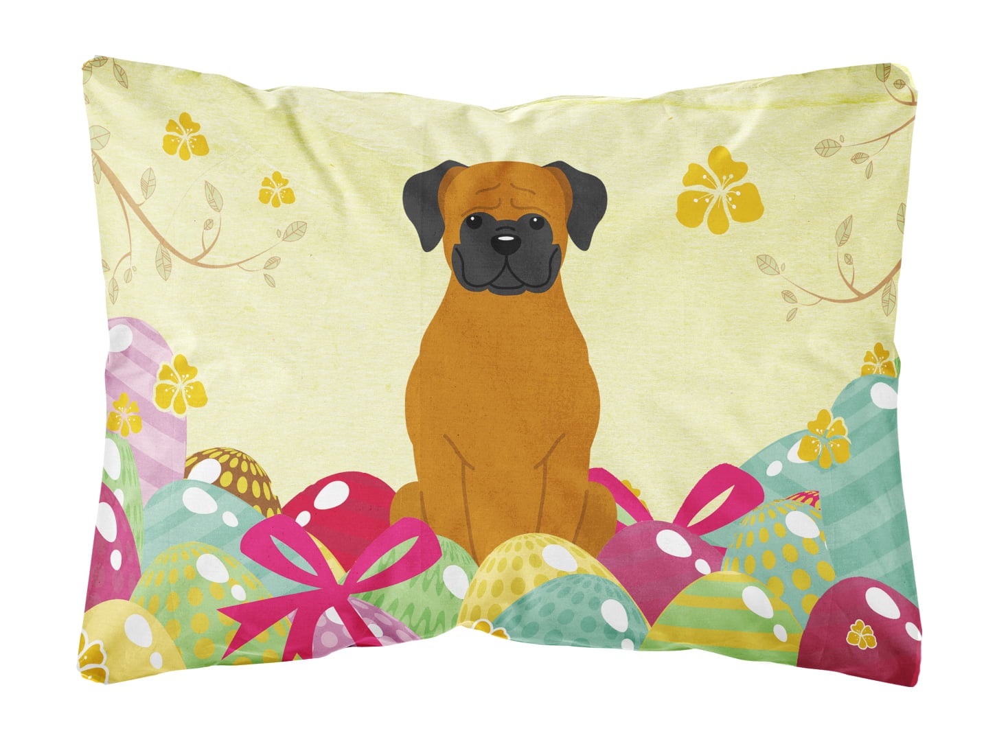 Easter Eggs Fawn Boxer Canvas Fabric Decorative Pillow