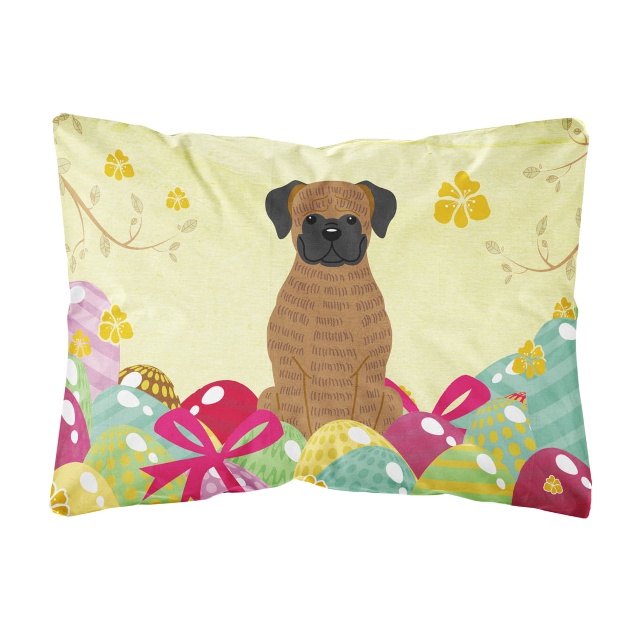Easter Eggs Brindle Boxer Canvas Fabric Decorative Pillow