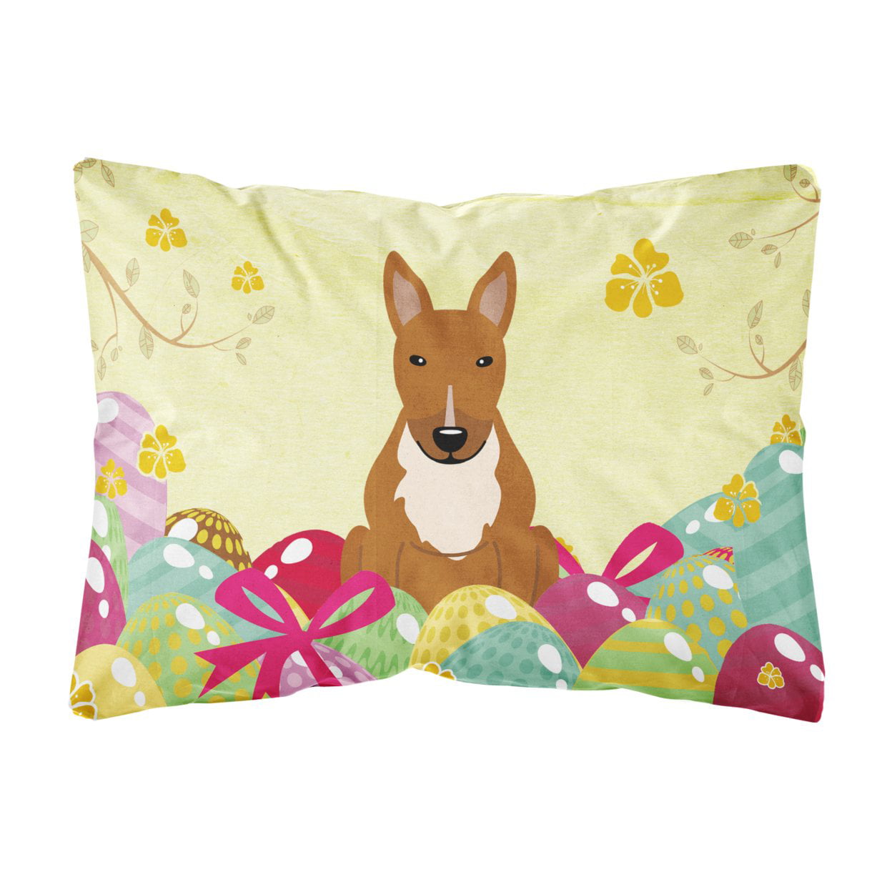 Easter Eggs Bull Terrier Red Canvas Fabric Decorative Pillow