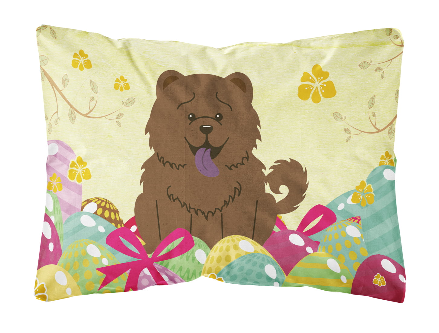 Easter Eggs Chow Chow Chocolate Canvas Fabric Decorative Pillow