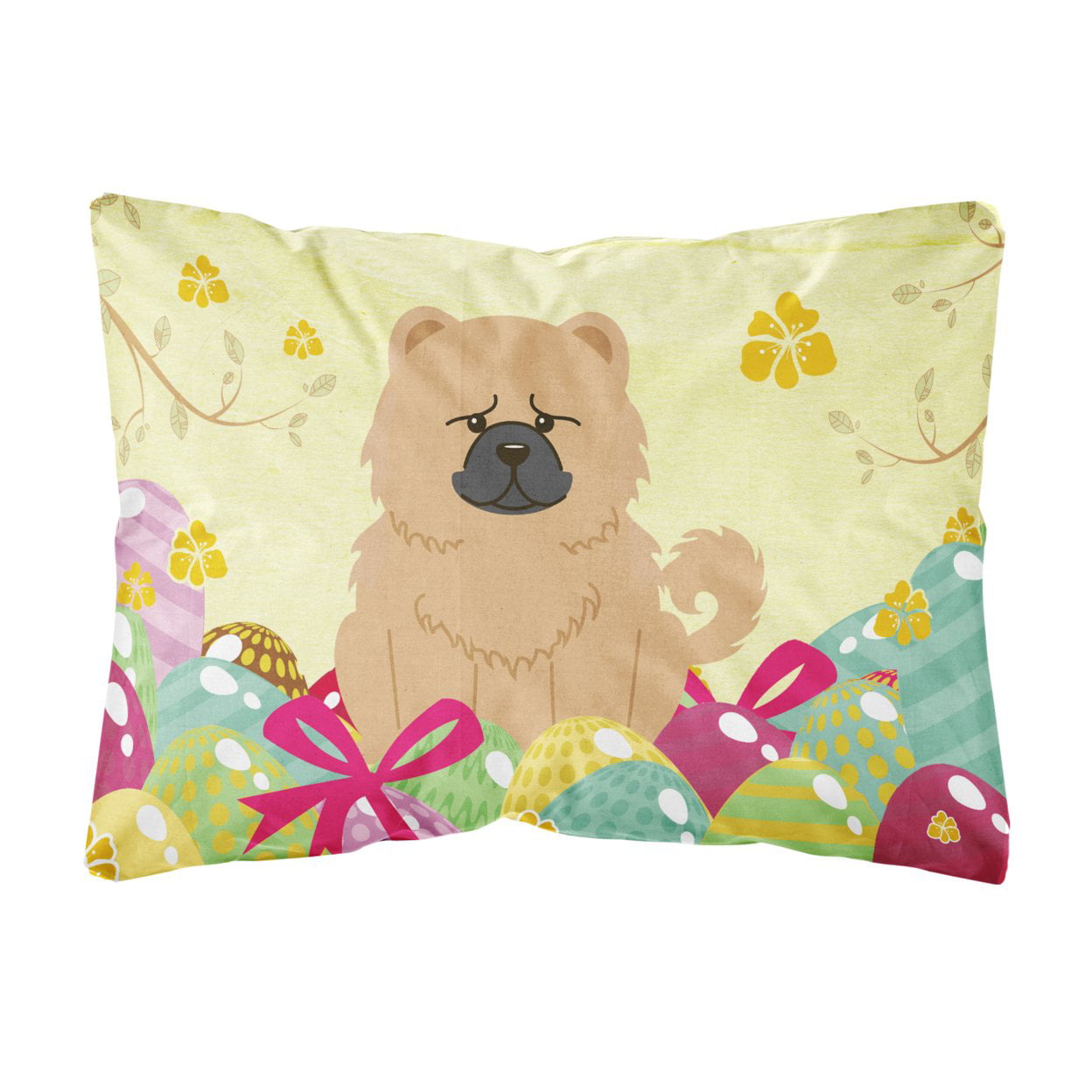 Easter Eggs Chow Chow Cream Canvas Fabric Decorative Pillow