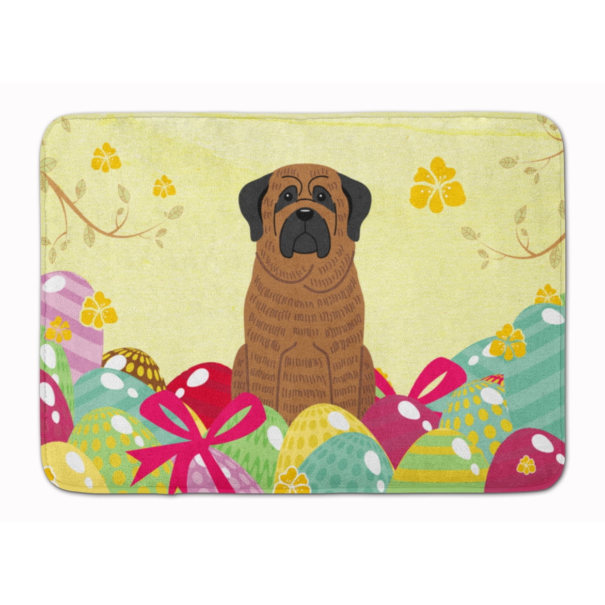 BB6015RUG Easter Eggs Mastiff Brindle Machine Washable Memory Foam Mat