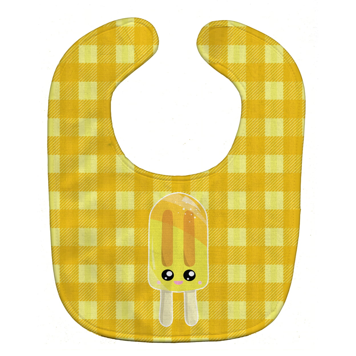 Ice Pop Popsicle Face Gingham Yellow Baby Bib