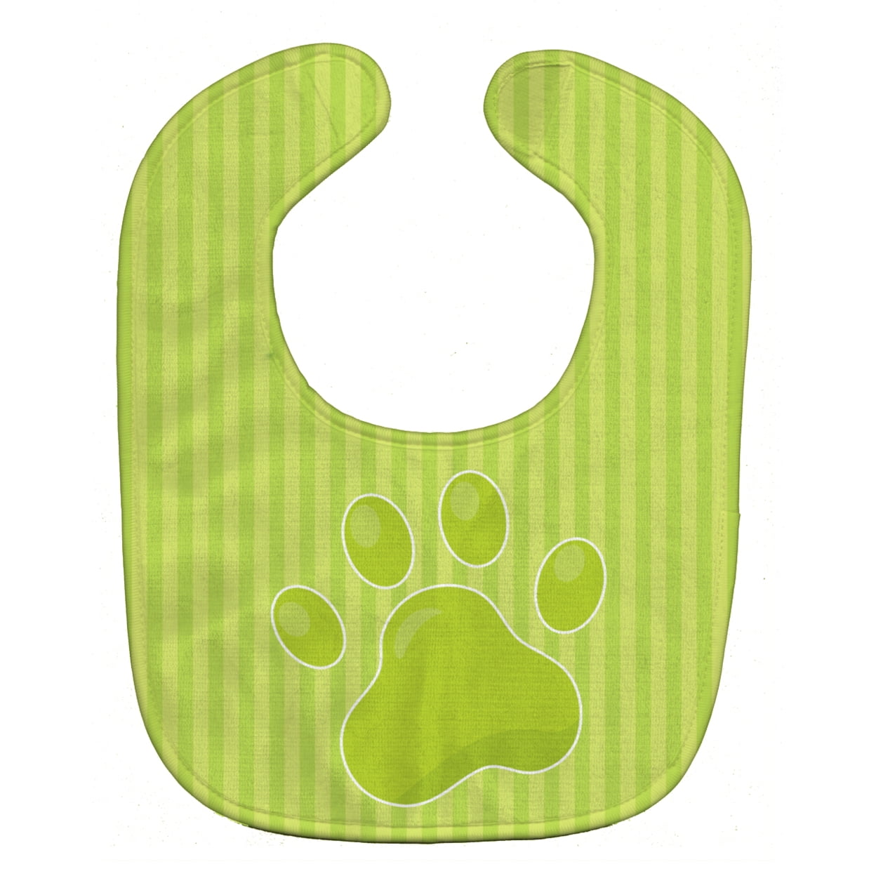 Puppy Pawprint Green Stripes Baby Bib