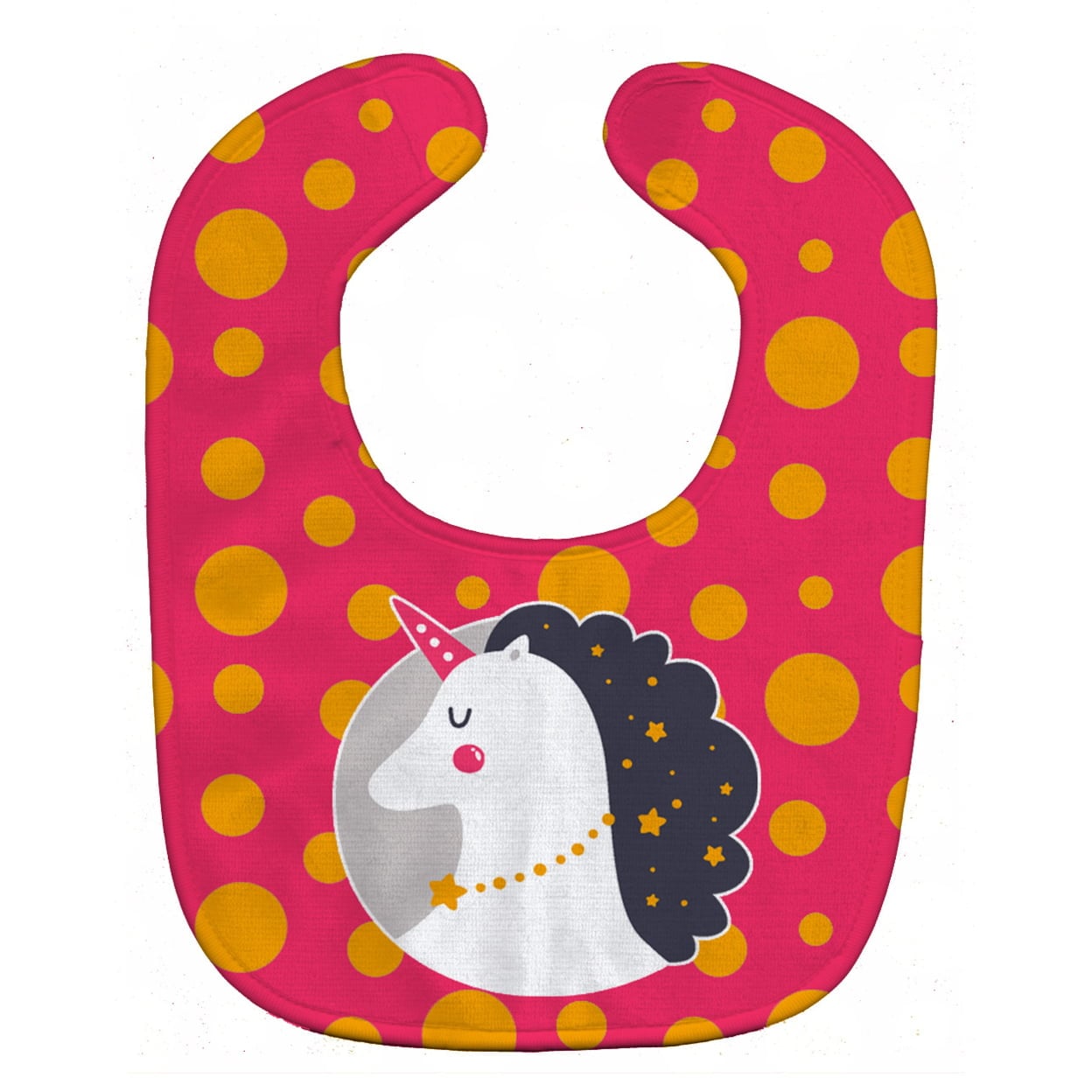 Unicorn Orange Polkadots Baby Bib