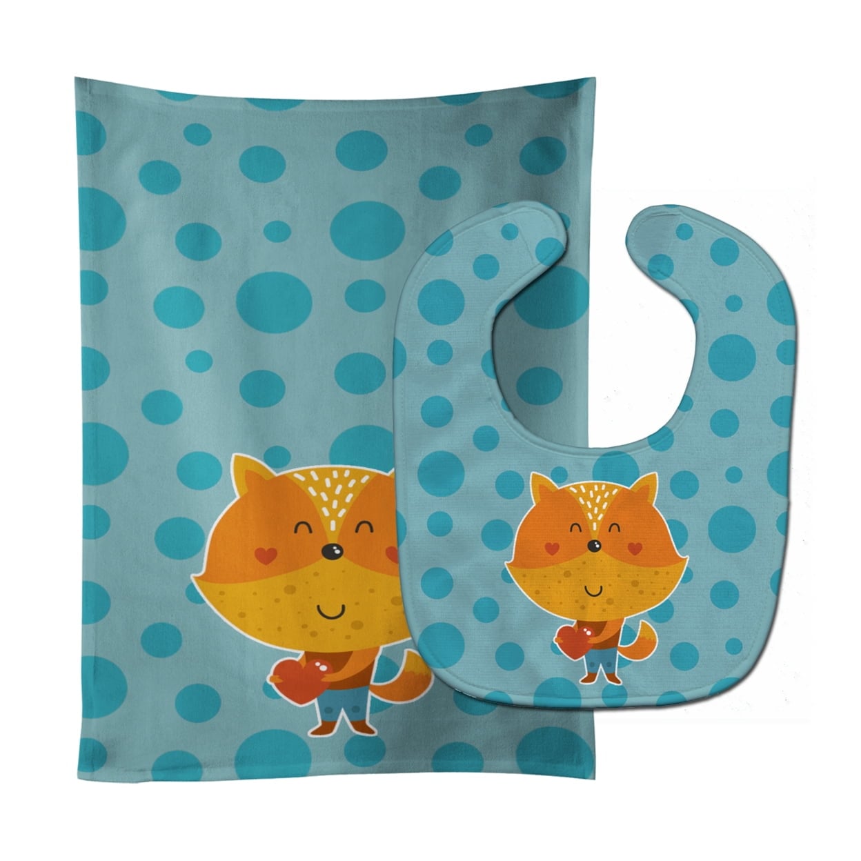 Polkadot Squirrel Baby Bib & Burp Cloth