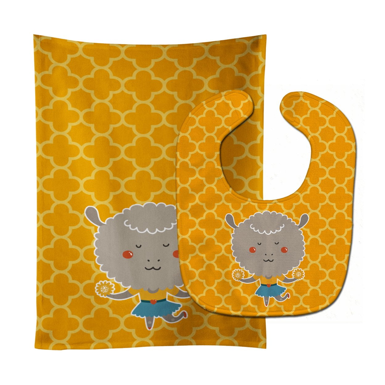 Cheerleader Lamb Sheep Baby Bib & Burp Cloth