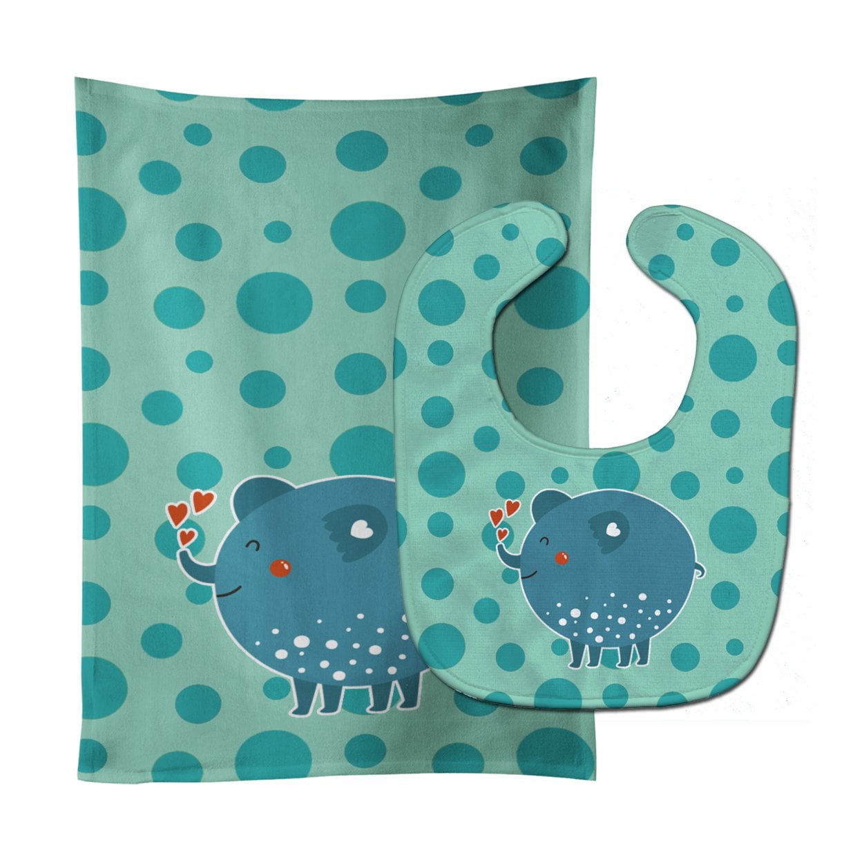 Blue Elephant Baby Bib & Burp Cloth