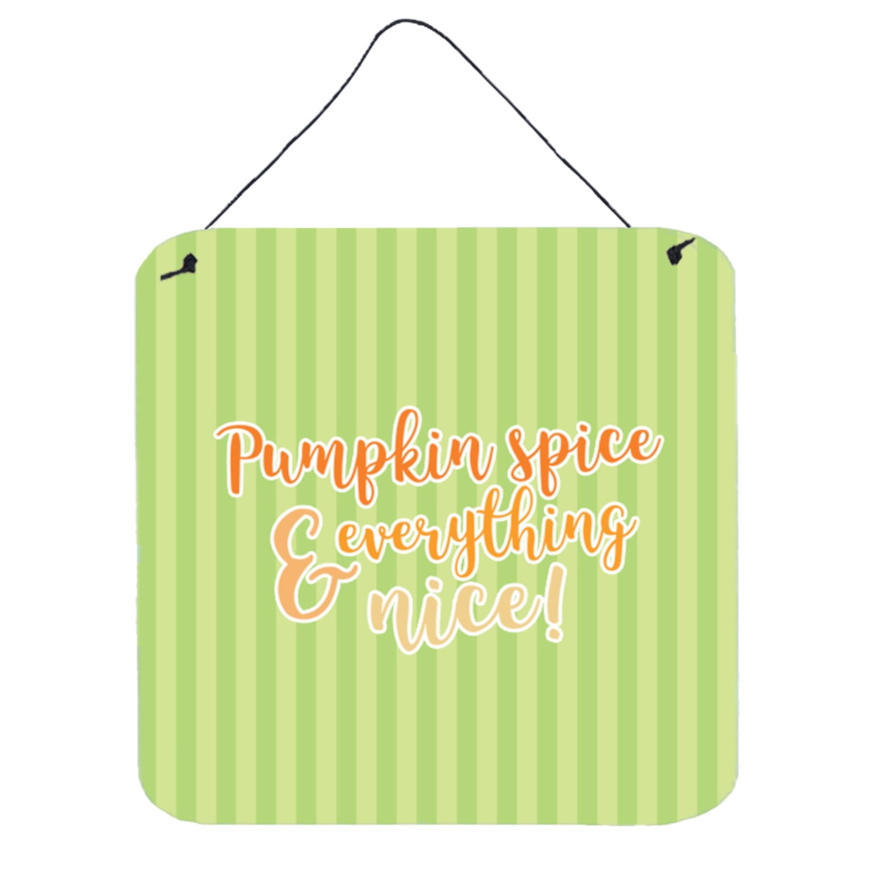 Fall Pumpkin Spice Green Stripe Wall or Door Hanging Prints