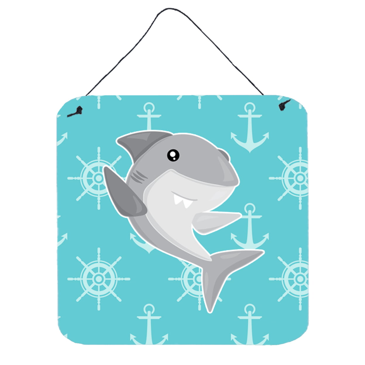 Shark on Blue Nautical Wall or Door Hanging Prints