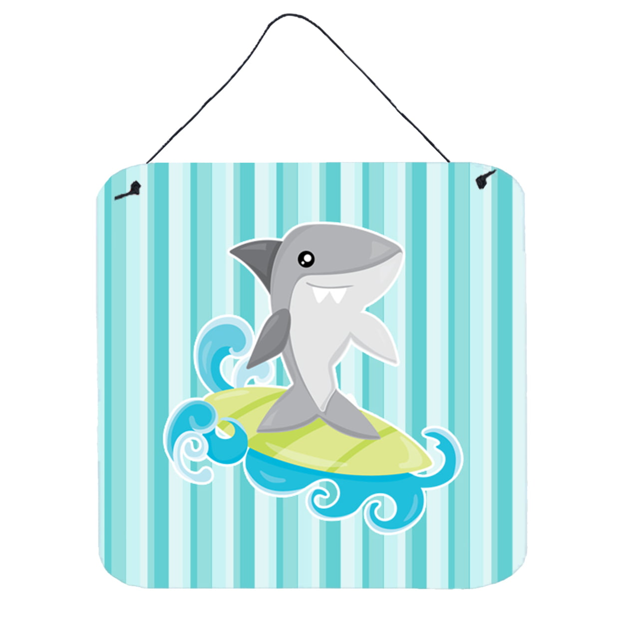 Surfin Shark on Stripes Wall or Door Hanging Prints