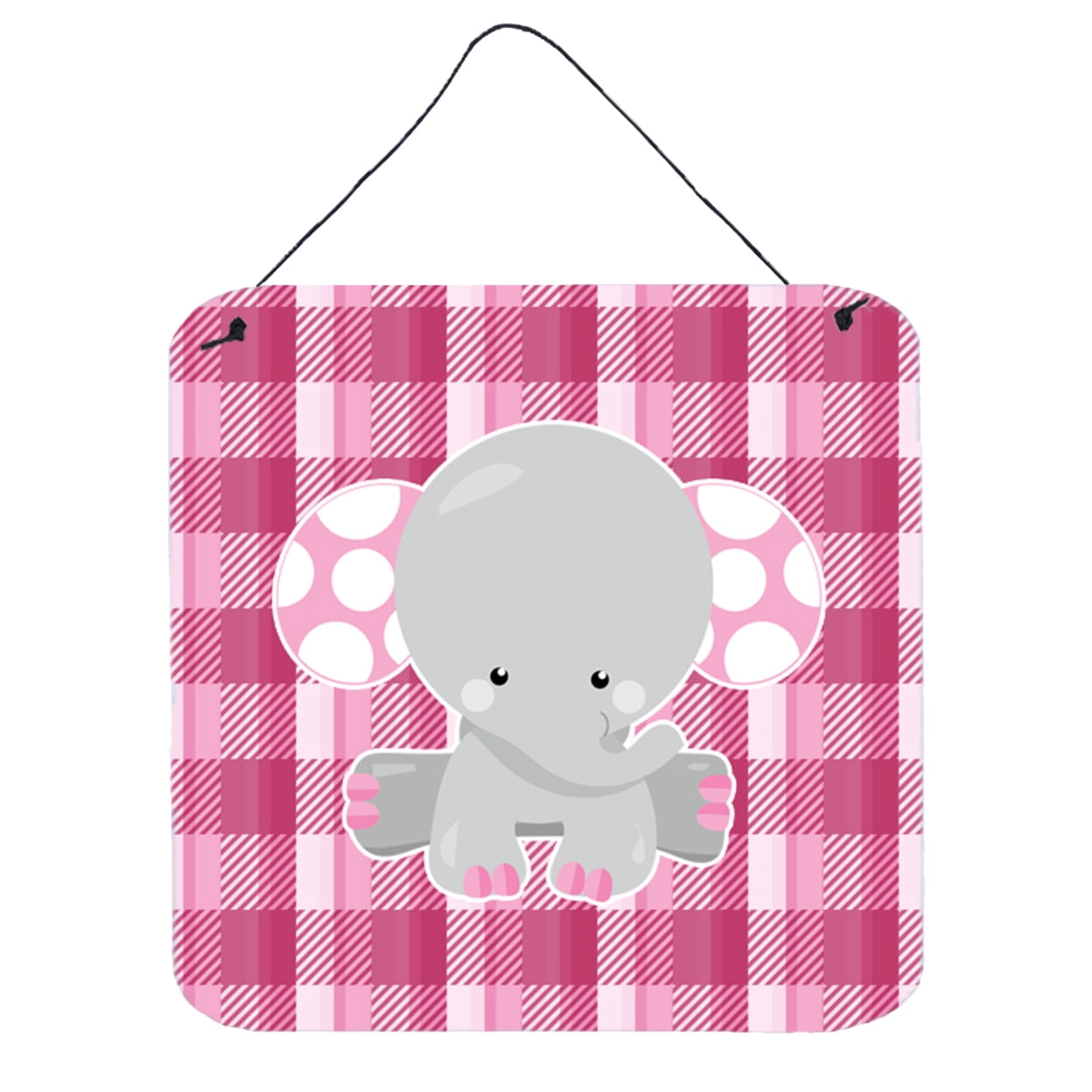 Elephant Pink Gingham Wall or Door Hanging Prints
