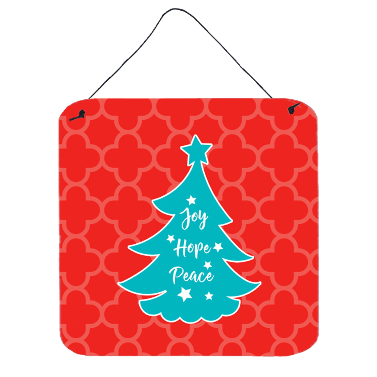 Christmas Tree Red Teal Wall or Door Hanging Prints