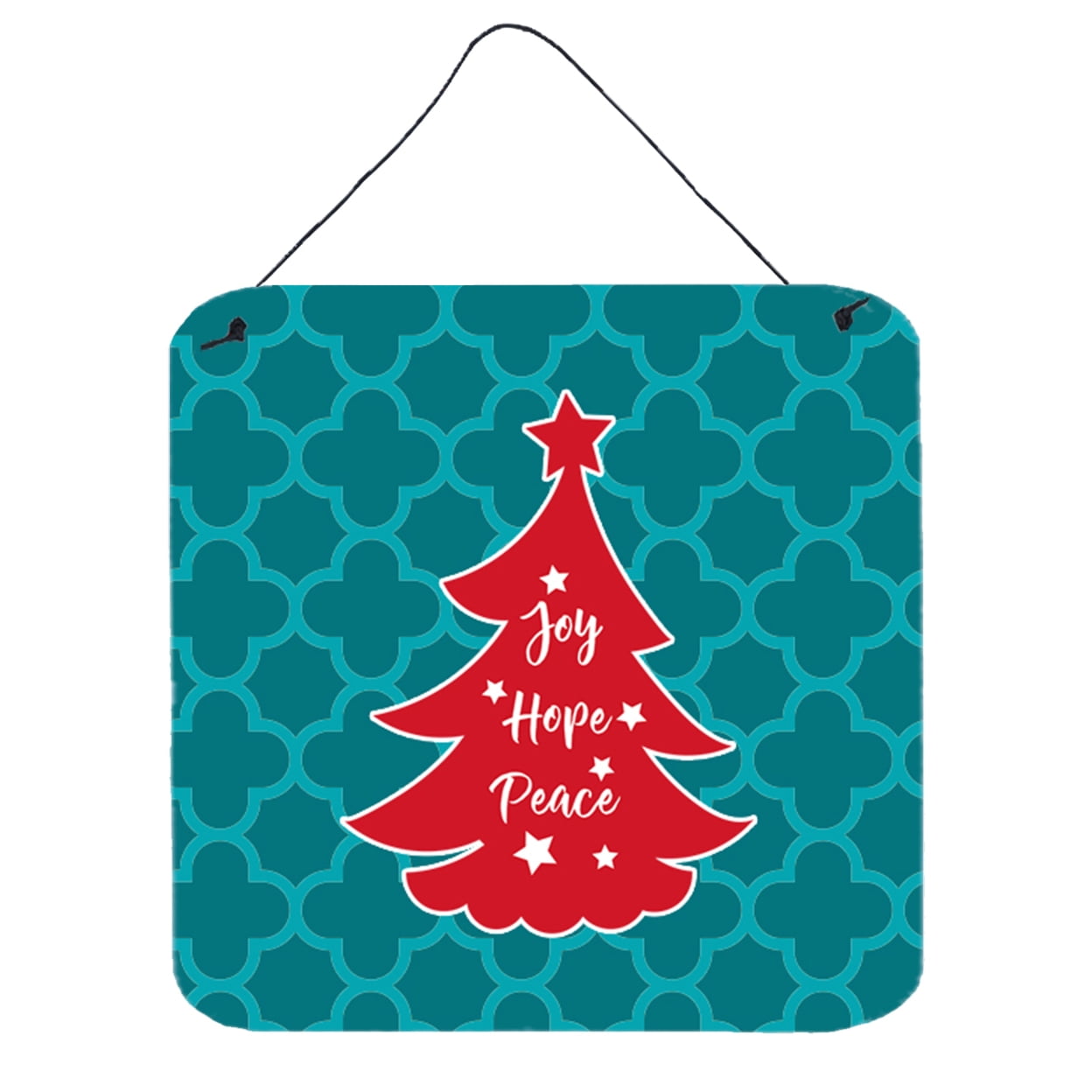 Christmas Tree Teal Red Wall or Door Hanging Prints