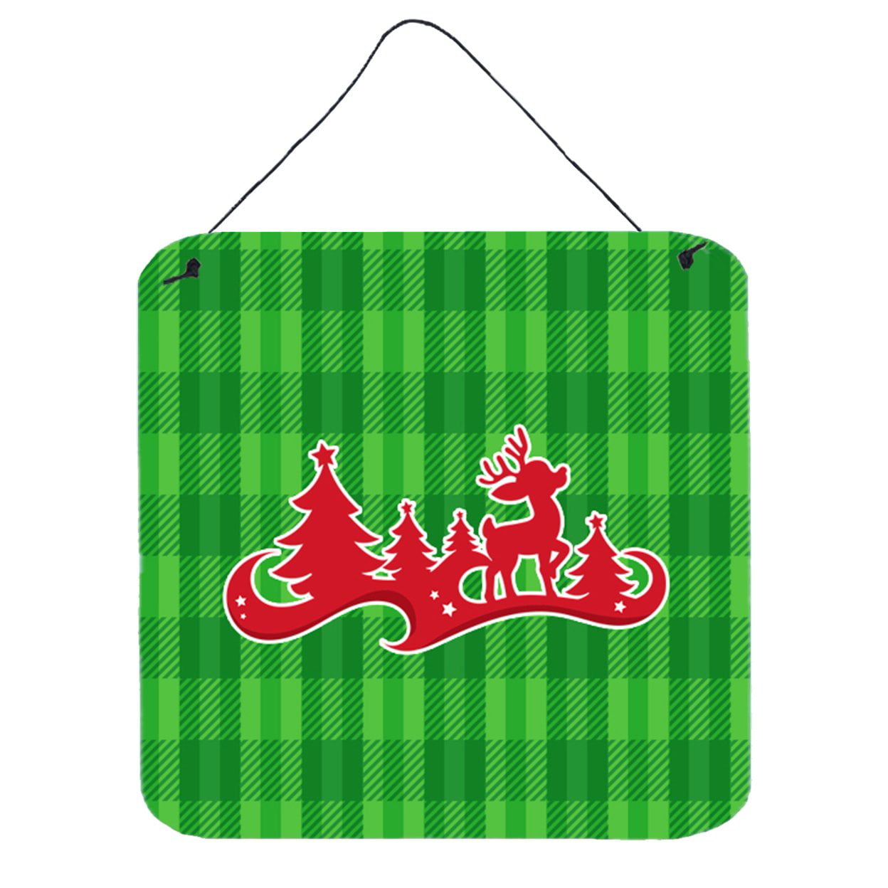 Christmas Tree Reindeer Green Wall or Door Hanging Prints