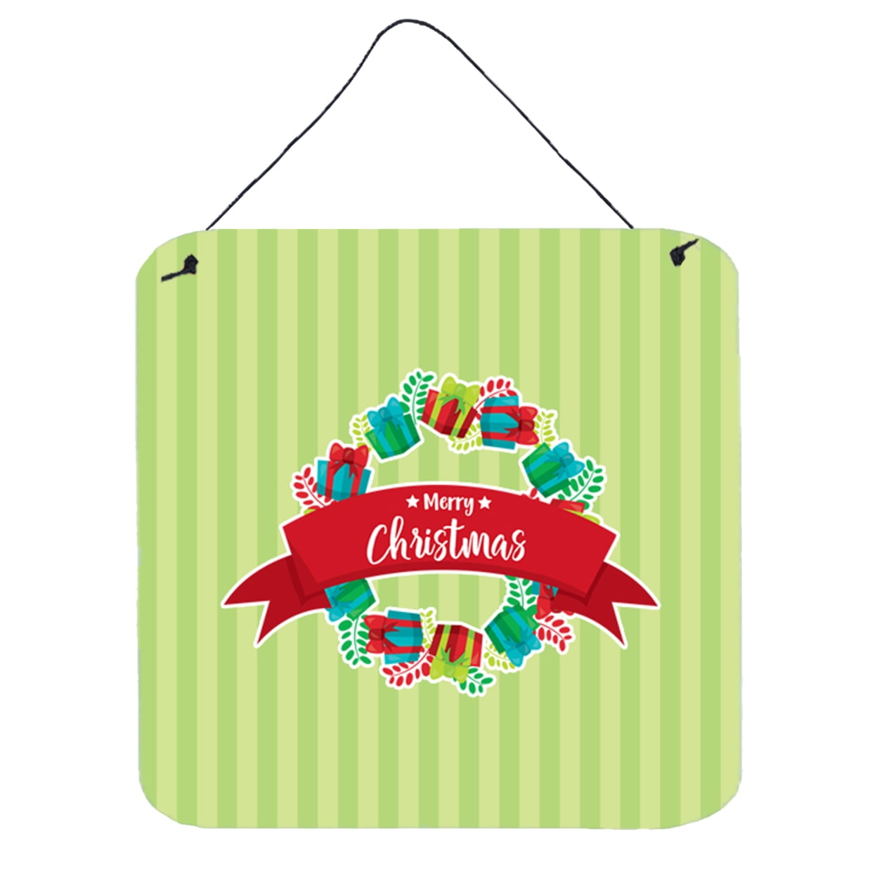 Christmas Wreath Presents Green Wall or Door Hanging Prints