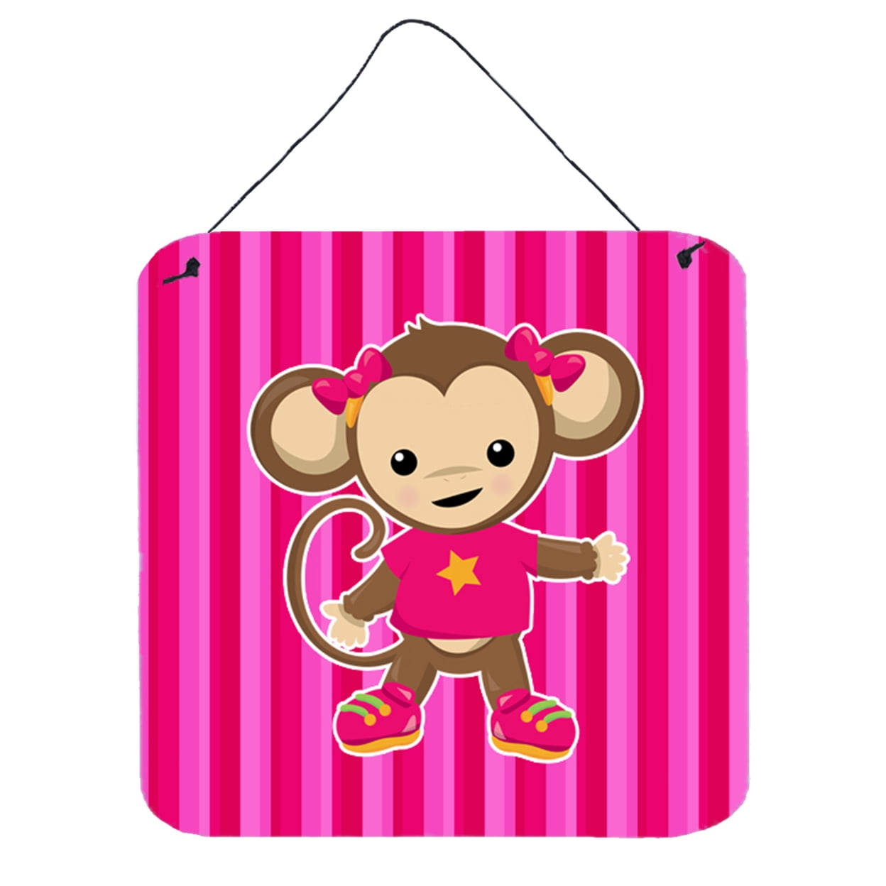 Monkey on Pink Stripes Wall or Door Hanging Prints