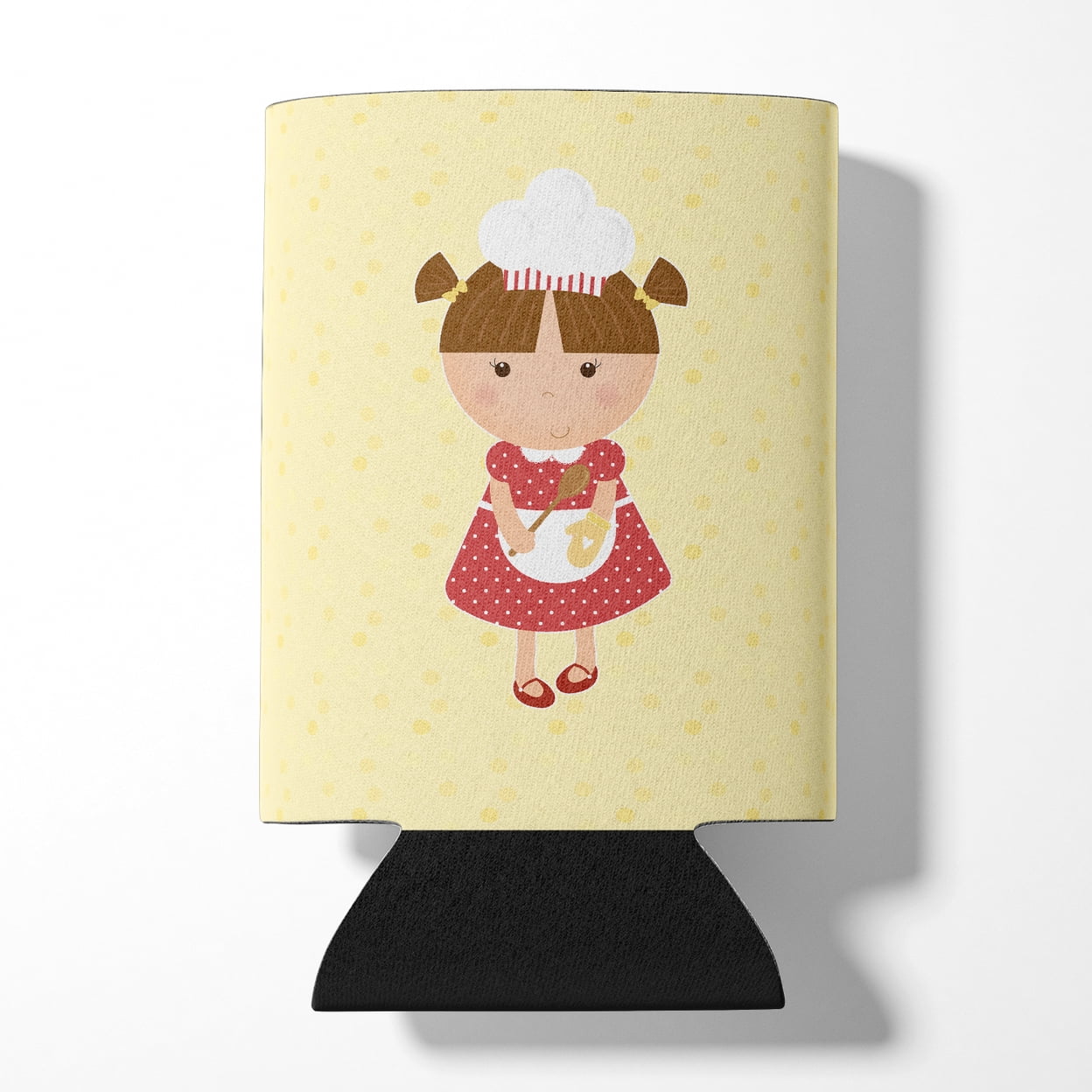 Brunette Baker on Yellow Can or Bottle Hugger