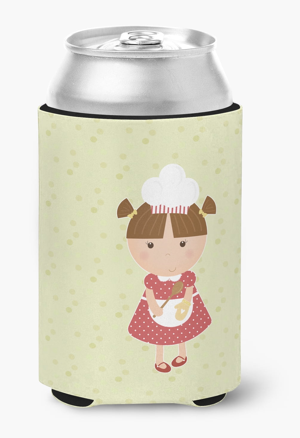 BB7307CC Brunette Baker on Green Can or Bottle Hugger
