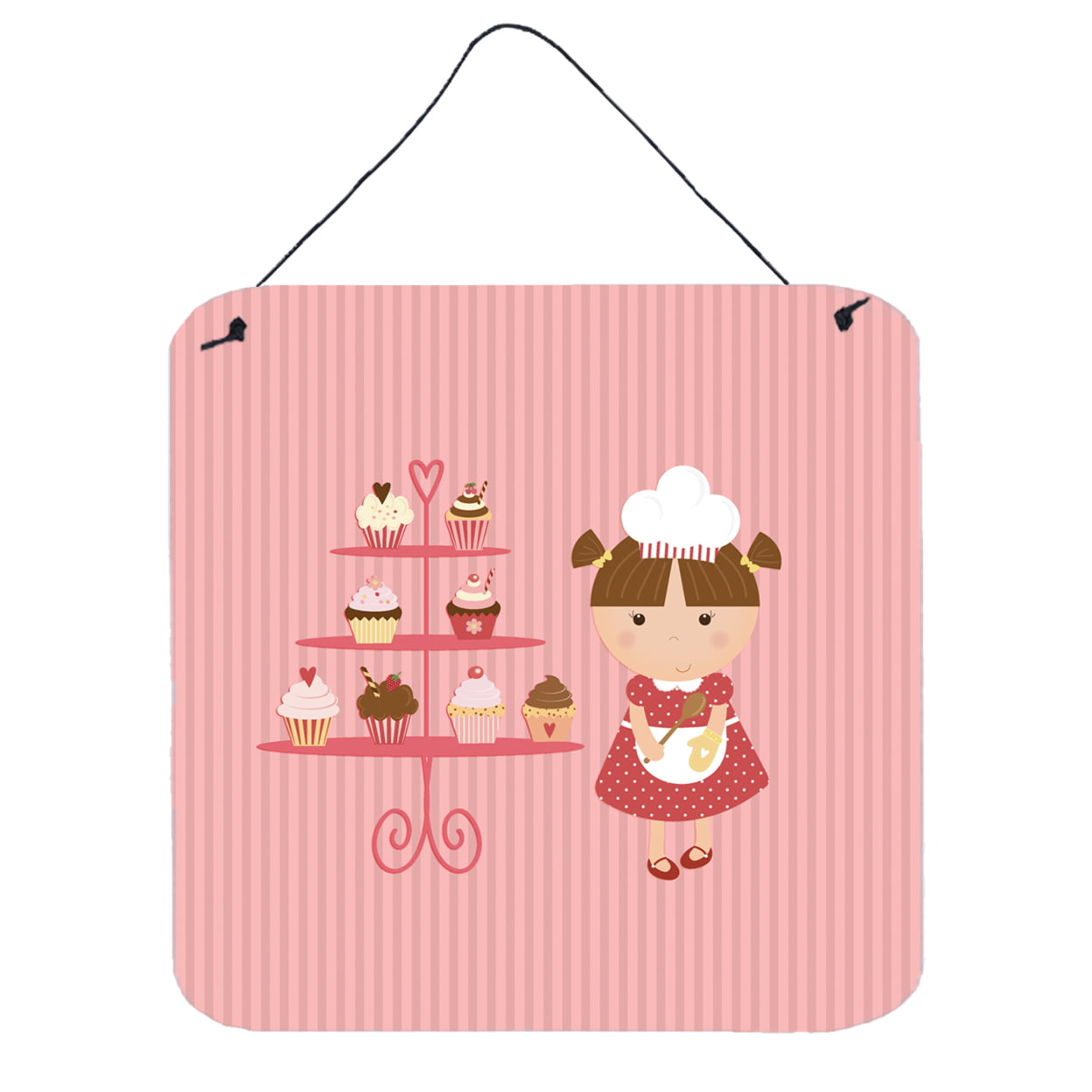 Cupcake Baker Brunette Pink Wall or Door Hanging Prints
