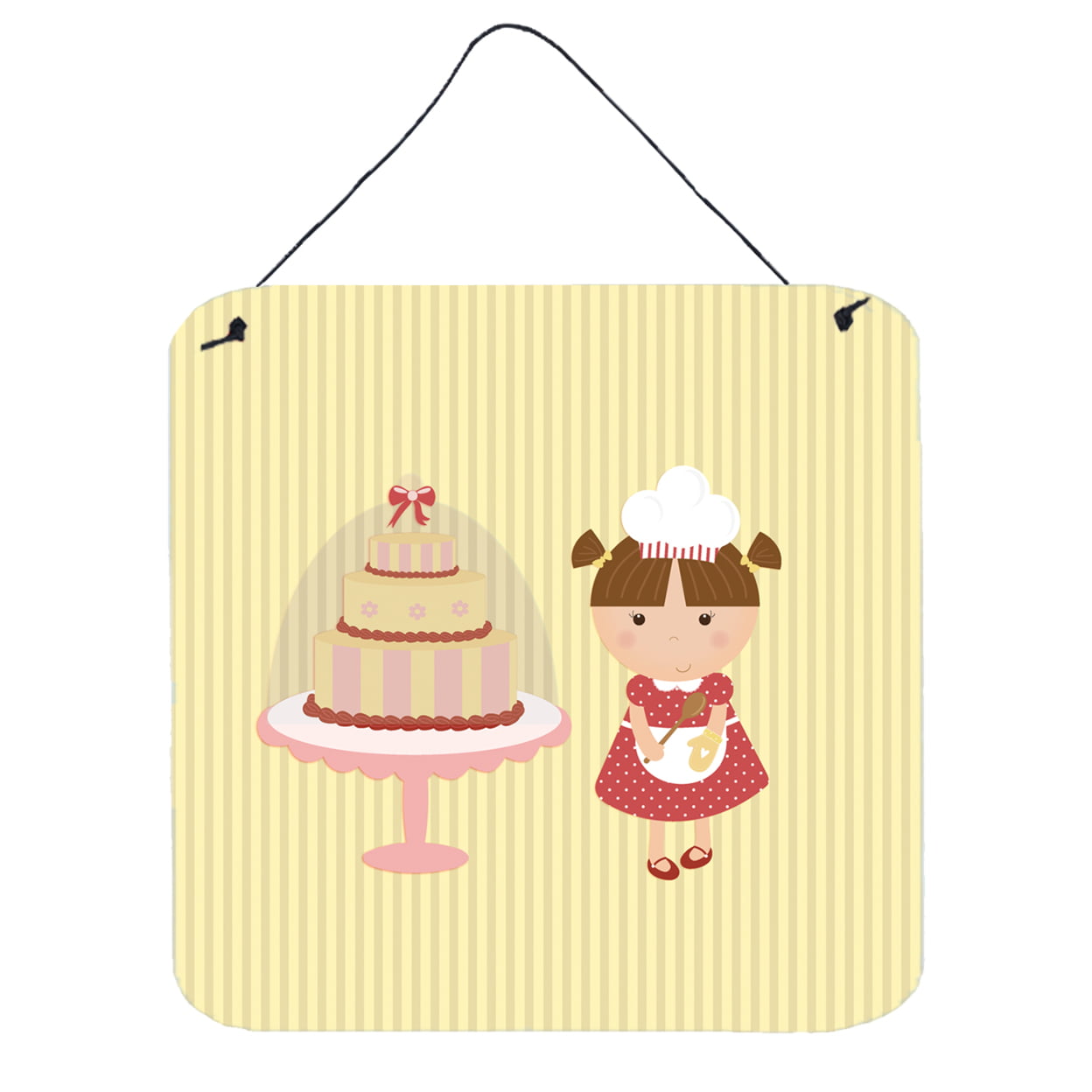 Cake Baker Brunette Yellow Wall or Door Hanging Prints