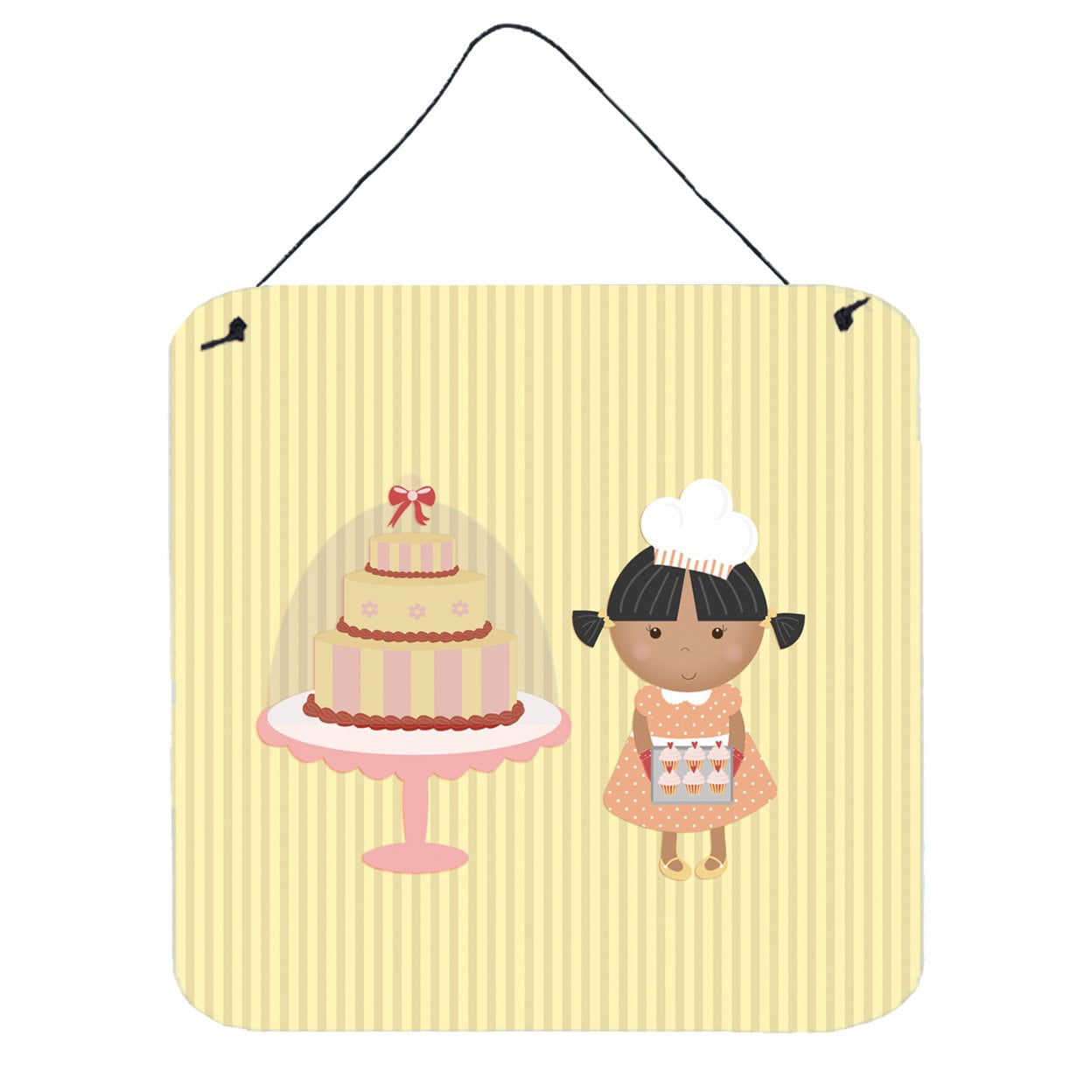 Cake Baker African American Yellow Wall or Door Hanging Prints